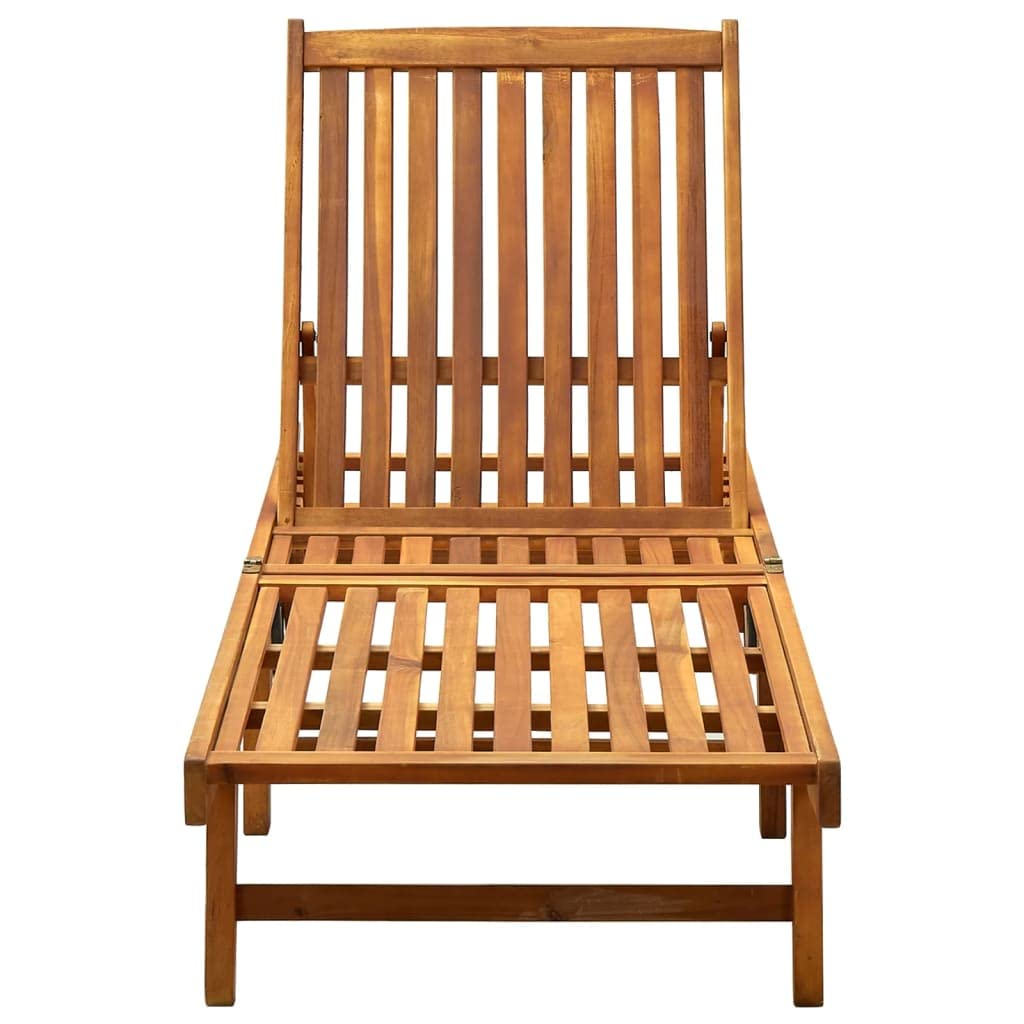 Premium Acacia Wood Patio Sun Lounger with Cushion - Outdoor Garden, Terrace & Beach Lounge Chair - Durable Wooden Daybed for Relaxing by Pool, Backyard or Seaside