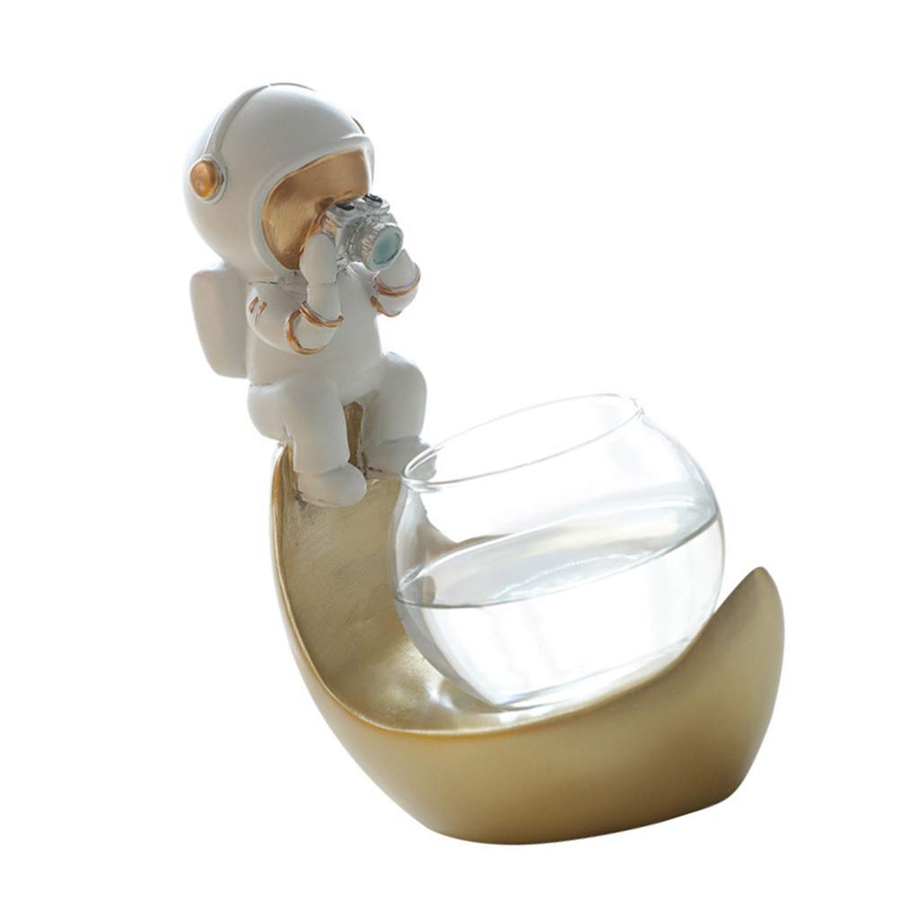 Astronaut Hydroponic Plant Pot - Glass Desk Decor for Home & Office
