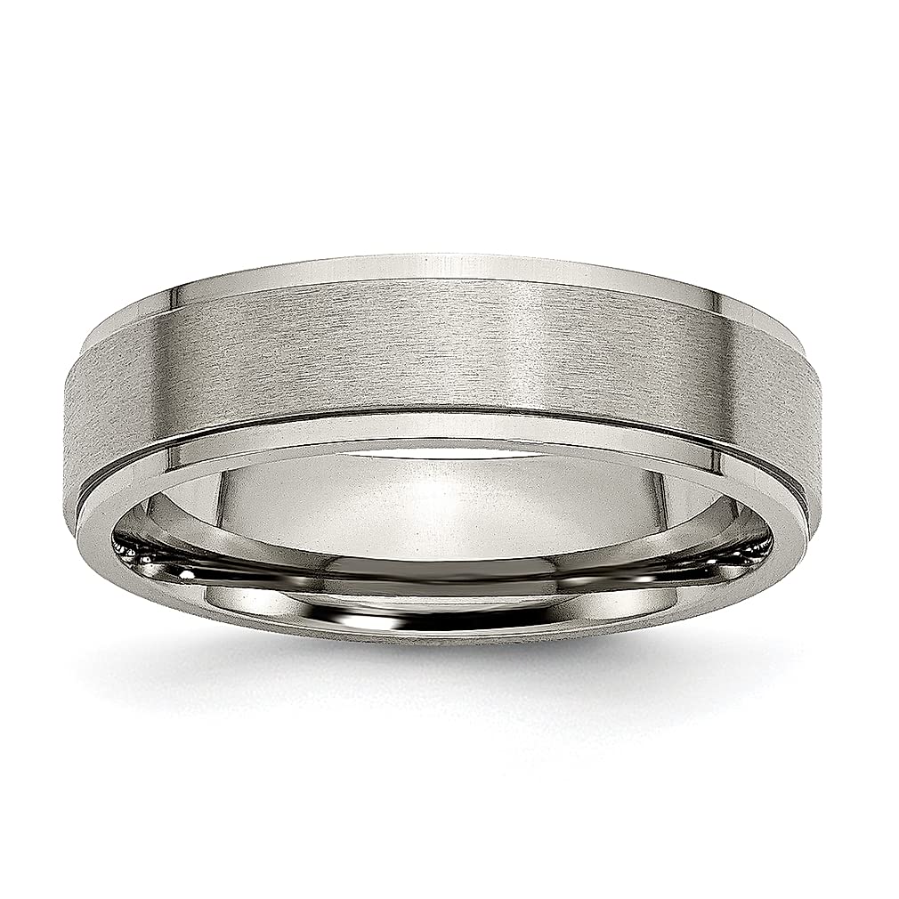ICE CARATS 6mm Titanium Brushed Wedding Band for Women - Classic Flat Ridged Edge Ring, Durable & Hypoallergenic Jewelry - Perfect Anniversary Gift, Engagement Ring, or Promise Band for Her | Everyday Wear, Special Occasions, Couples Matching Sets