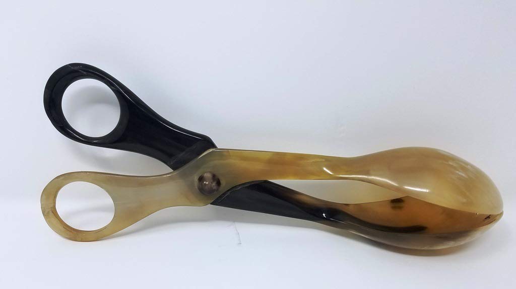 Handcrafted Natural Horn Salad Servers - Ergonomic Scissors-Shaped Buffet Tongs for Party Catering, Cake, Bread & Kitchen Serving | Durable & Stylish for Weddings, BBQs & Dinner Parties