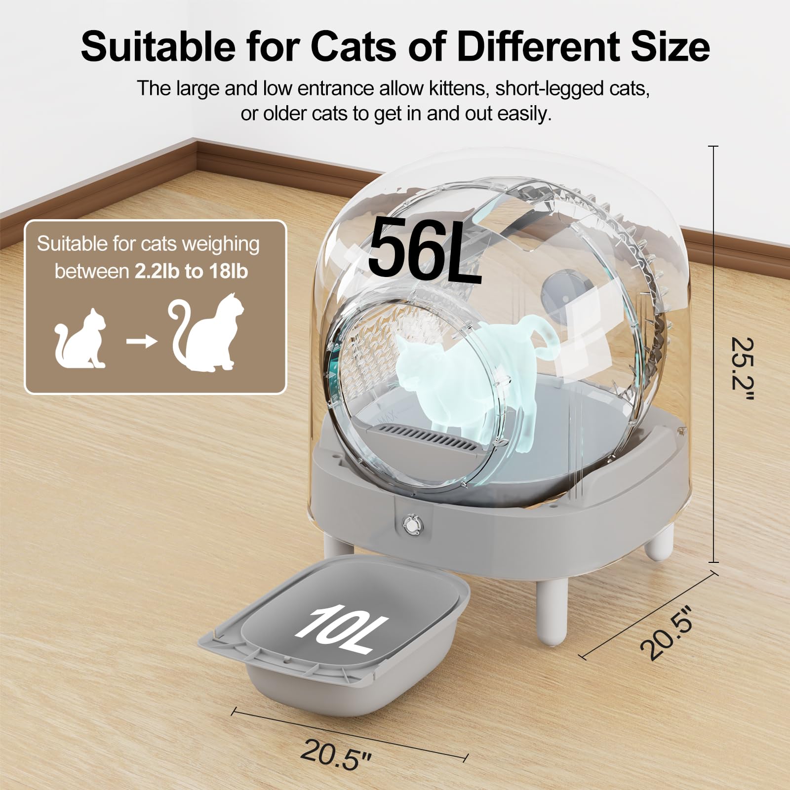 Self Cleaning Cat Litter Box - Automatic APP Controlled Litter Box for Cats, Odor-Free & Low Maintenance, Perfect for Busy Pet Owners & Multi-Cat Homes (Ideal for Apartments & Small Spaces)