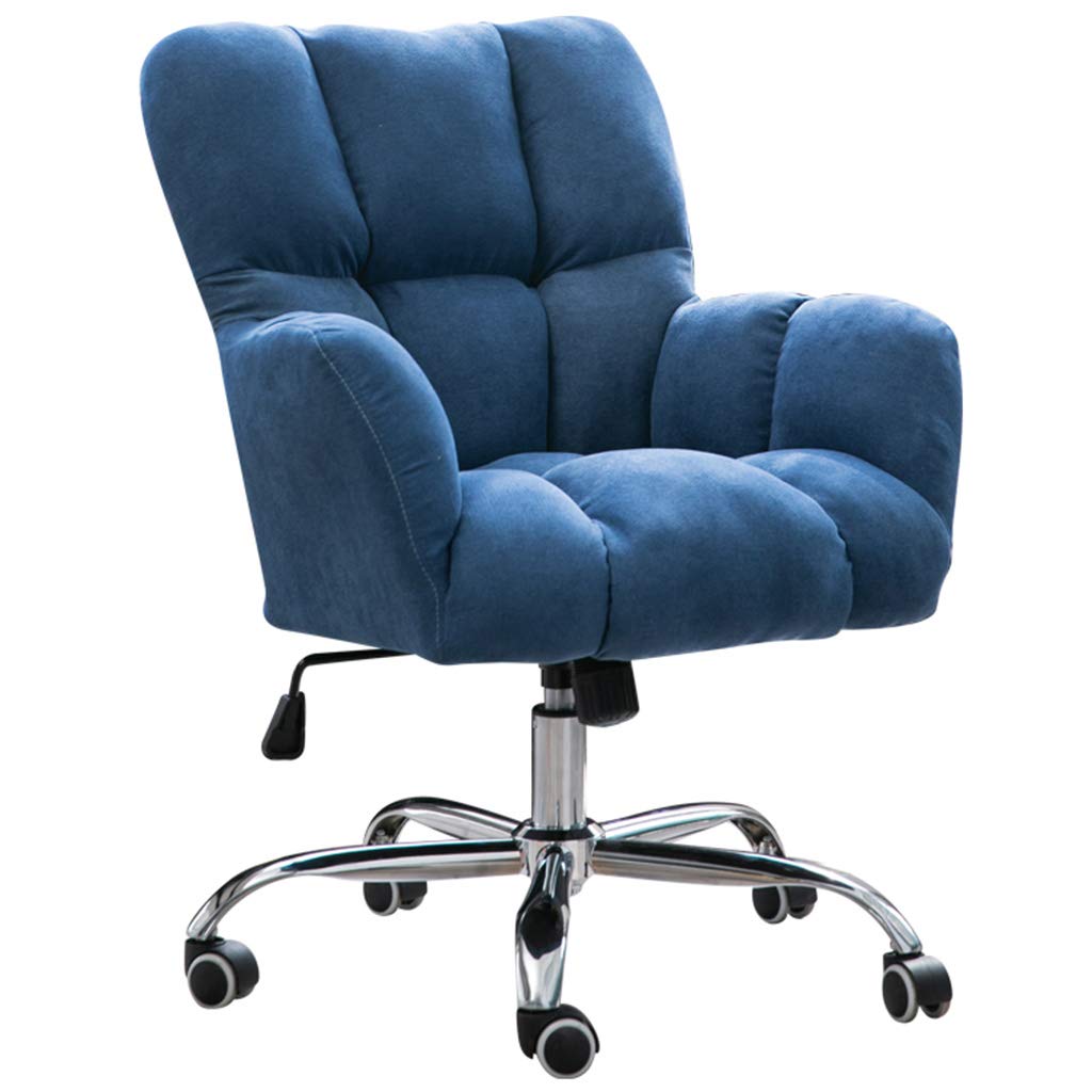 Ergonomic Swivel Office Chair with Adjustable Height & Backrest - Cotton Linen Computer Desk Chair with 360° Mute Casters, 17.7