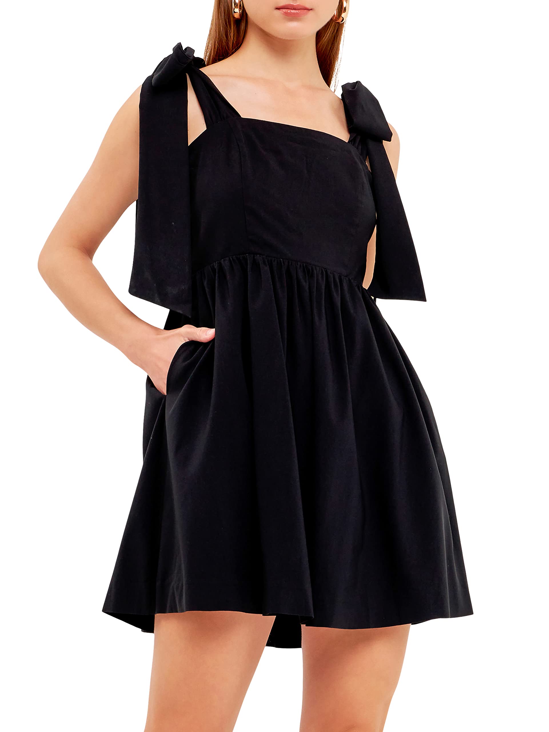 Endless Rose Women's Bowed Square Neckline Baby Doll Mini Dress - Elegant Party & Date Night Outfit for Summer Weddings & Cocktail Events