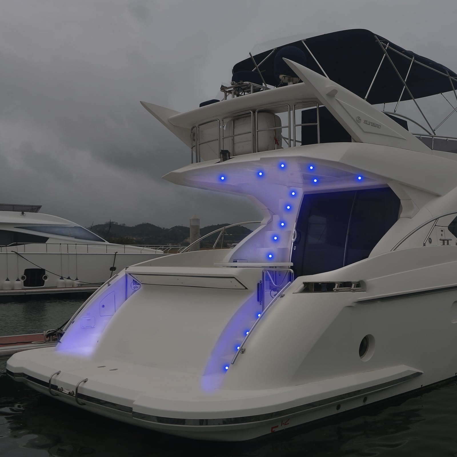 RGBW Waterproof LED Marine Boat Interior Courtesy Lights - 12V Stainless Steel Flush Mount (2.76 Inches) for Cabin, Deck & Cockpit Lighting