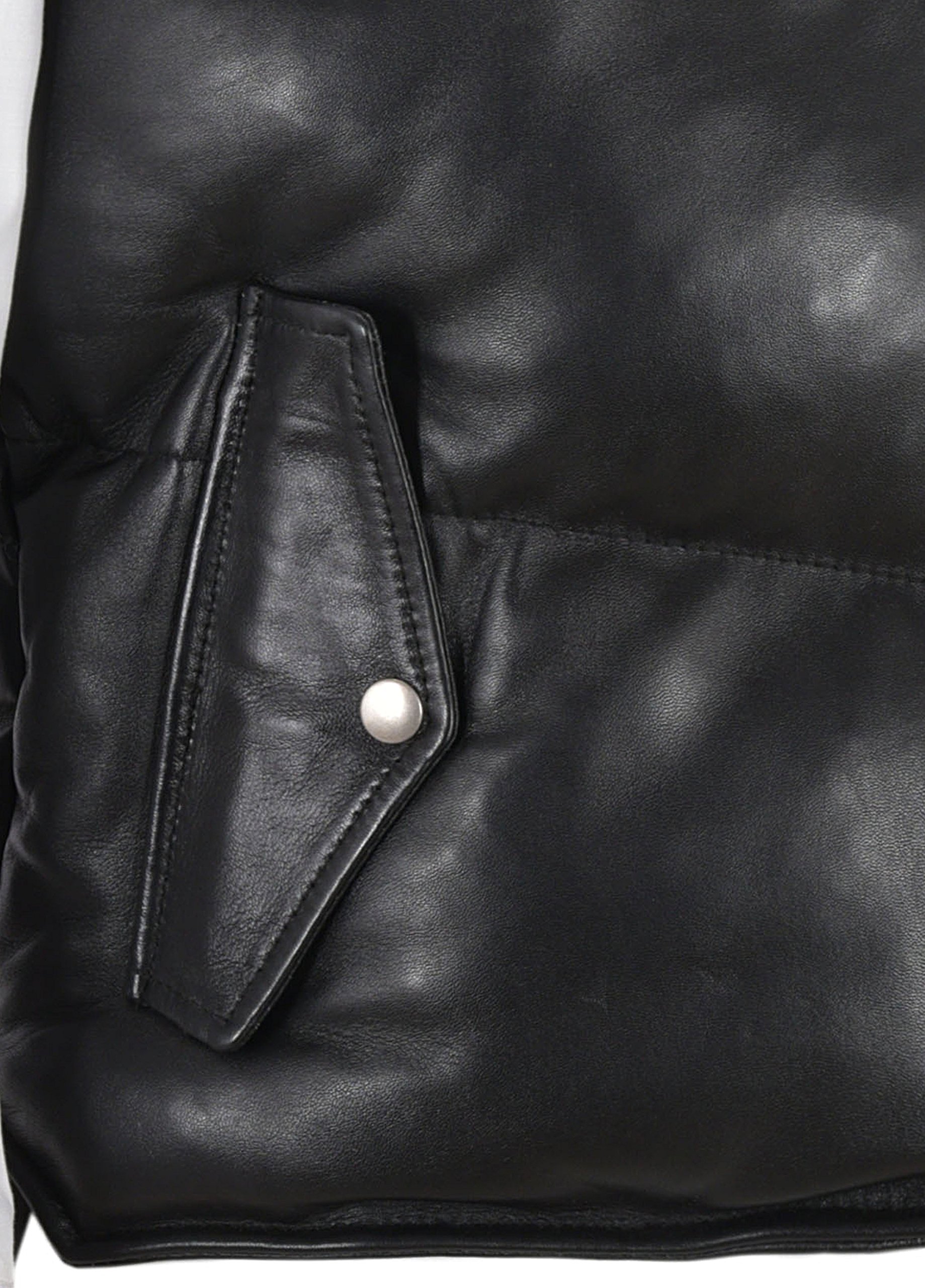 Men's Padded Lambskin Leather Puffer Vest - Winter Warm Casual Waistcoat for Outdoor Activities & Street Style Fashion