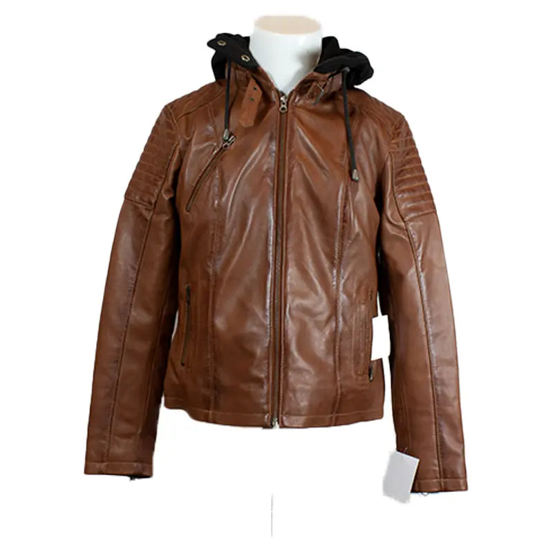 BOL Women's Hooded Leather Jacket - Stylish Faux Leather Coat with Zipper Closure, Warm Winter Outerwear for Casual Outfits & Streetwear Fashion