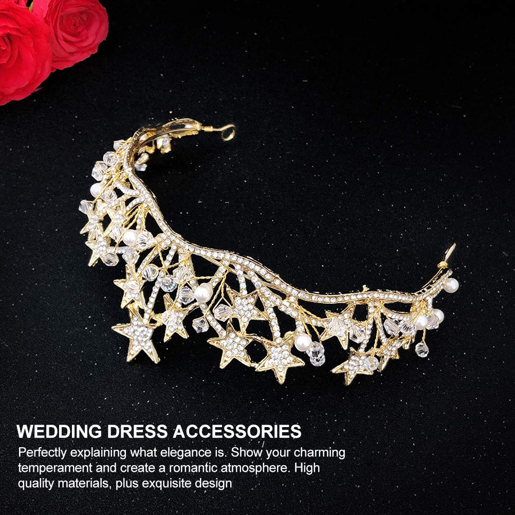 1pc Sparkling Rhinestone Star Headband Crown - Elegant Prom Tiara Hair Accessories for Women, Princess Party Headdress with Pearls (Perfect for Birthday, Christmas, Banquet & Special Occasions)