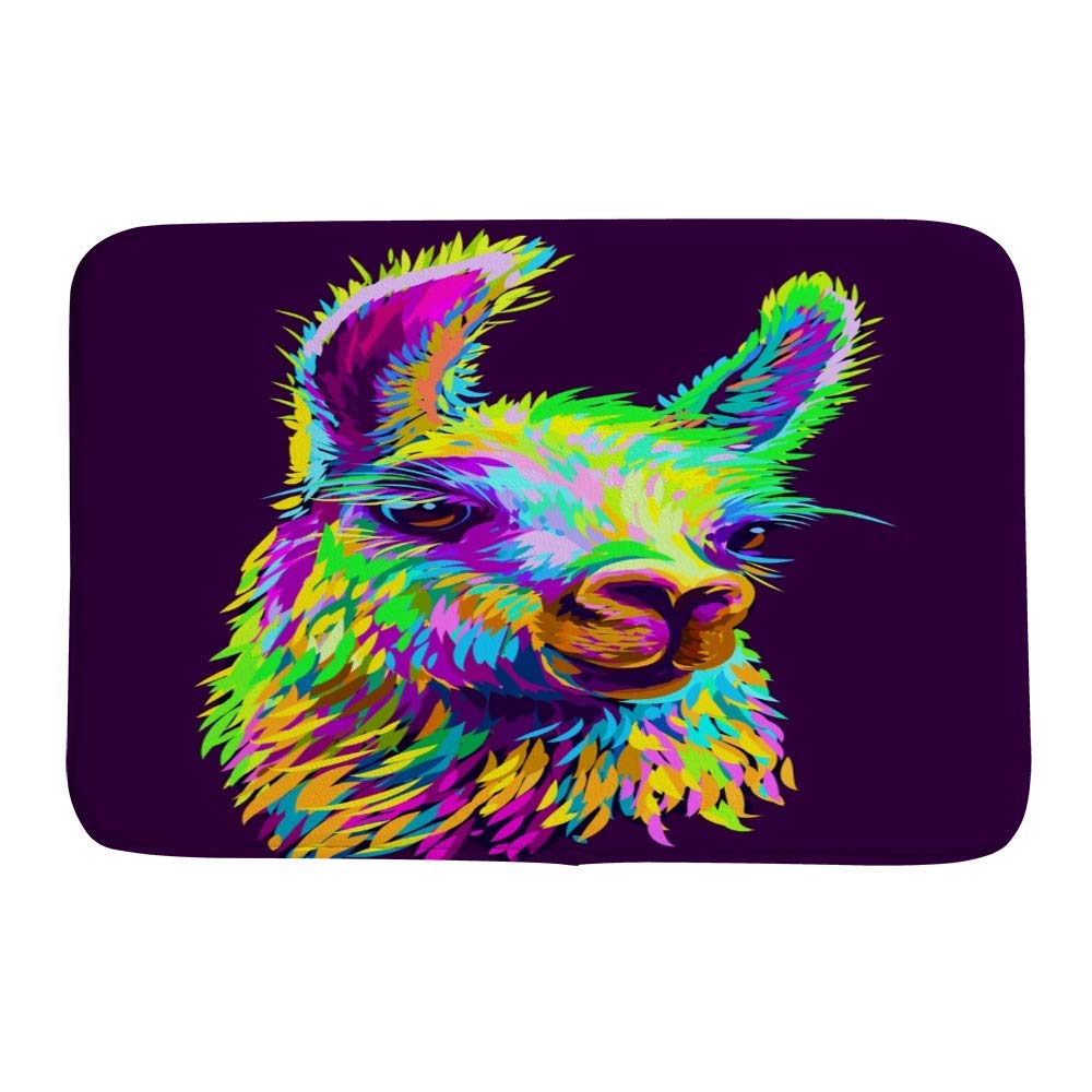 Non-Slip Llama Print Bathroom Rug - Soft Coral Fleece Shower Mat with Abstract Design, Absorbent & Cozy for Bath Tub, Indoor/Outdoor Use - Perfect for Bathrooms, Showers, and Entryways