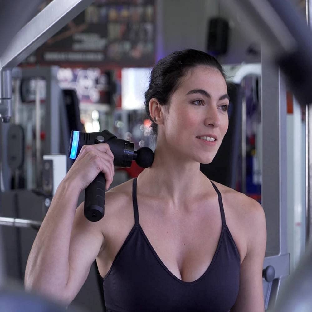 Evertone Prosage Thermo Percussion Massage Gun with Dual Warm-Up Technology - 8 Interchangeable Hot/Cold Heads for Muscle Recovery, Pain Relief & Inflammation - Deep Tissue Massager with Ergonomic Handle (Black) SB-123 - Perfect for Post-Workout Recovery, Physical Therapy & Home Relaxation
