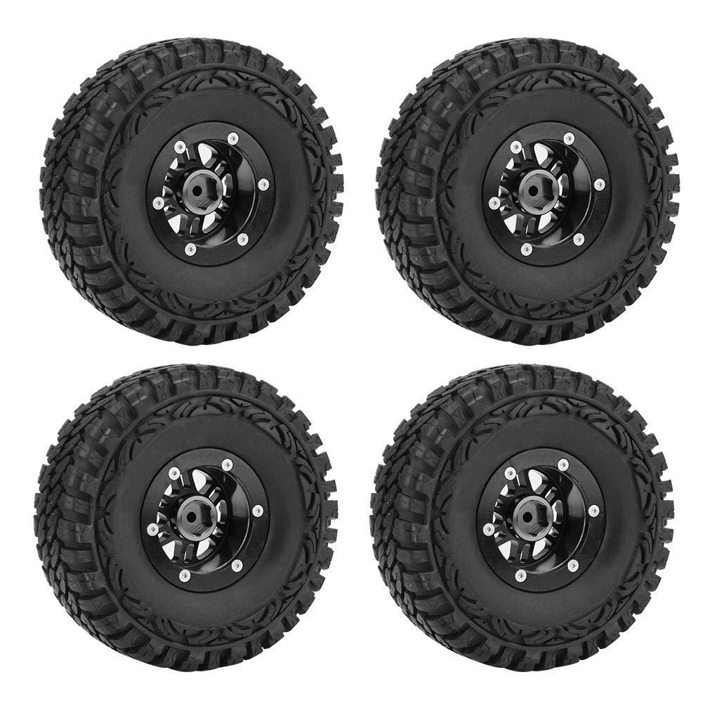 Dilwe 1:10 Scale RC Car Tires - 4PCS Rubber Tires with Metal Hubs for Remote Control Crawler Car Accessories | Perfect for Off-Road Racing, Rock Crawling & RC Model Upgrades