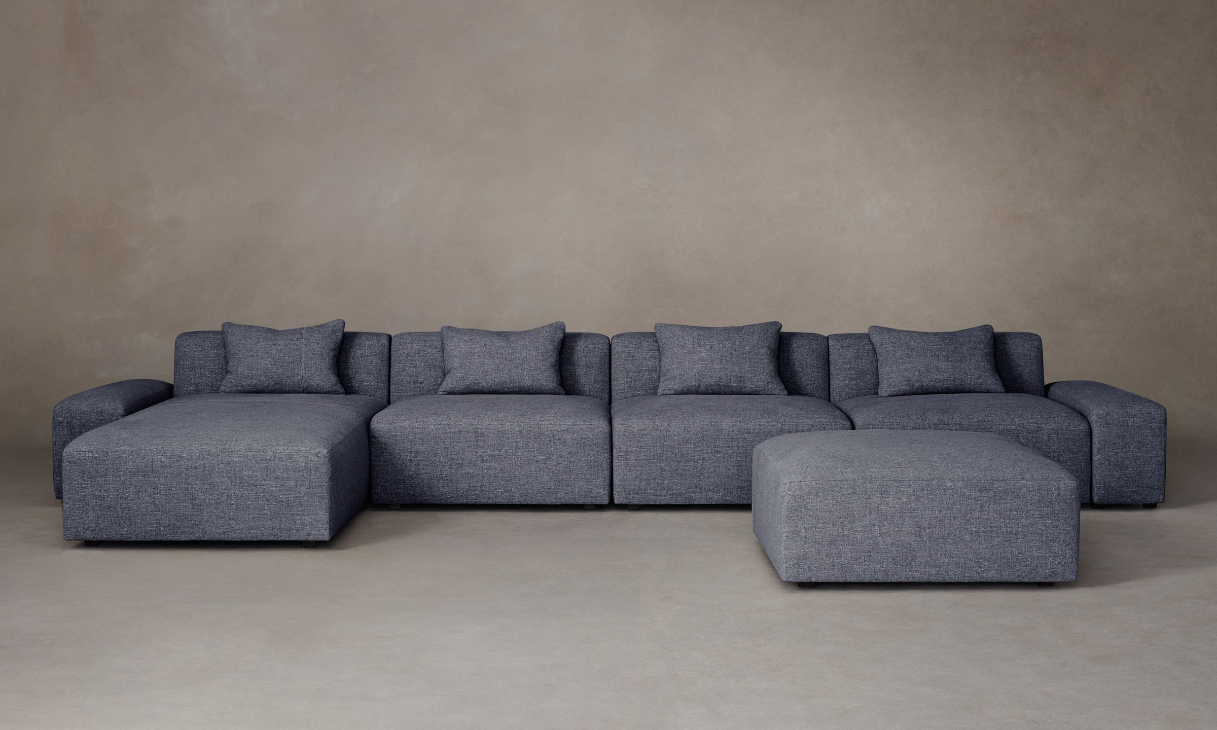 The Breuer Modular Sectional Sofa with Heritage Belgian Linen Fabric in Lake Blue - Perfect for Living Room, Lounge & Family Room Comfort