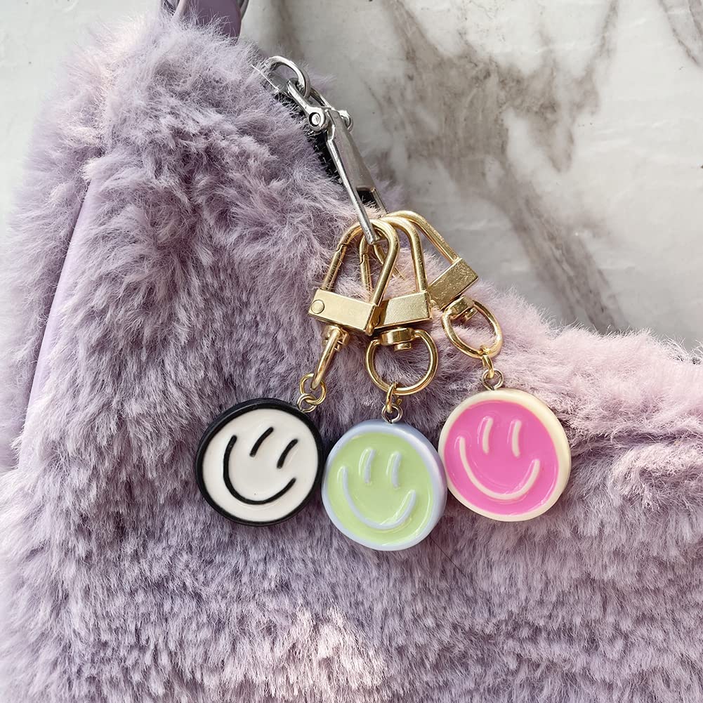 Happy Expression Keychain Set for Women - 3pcs Cute Pendant Charms for Keys, Bags & Backpacks