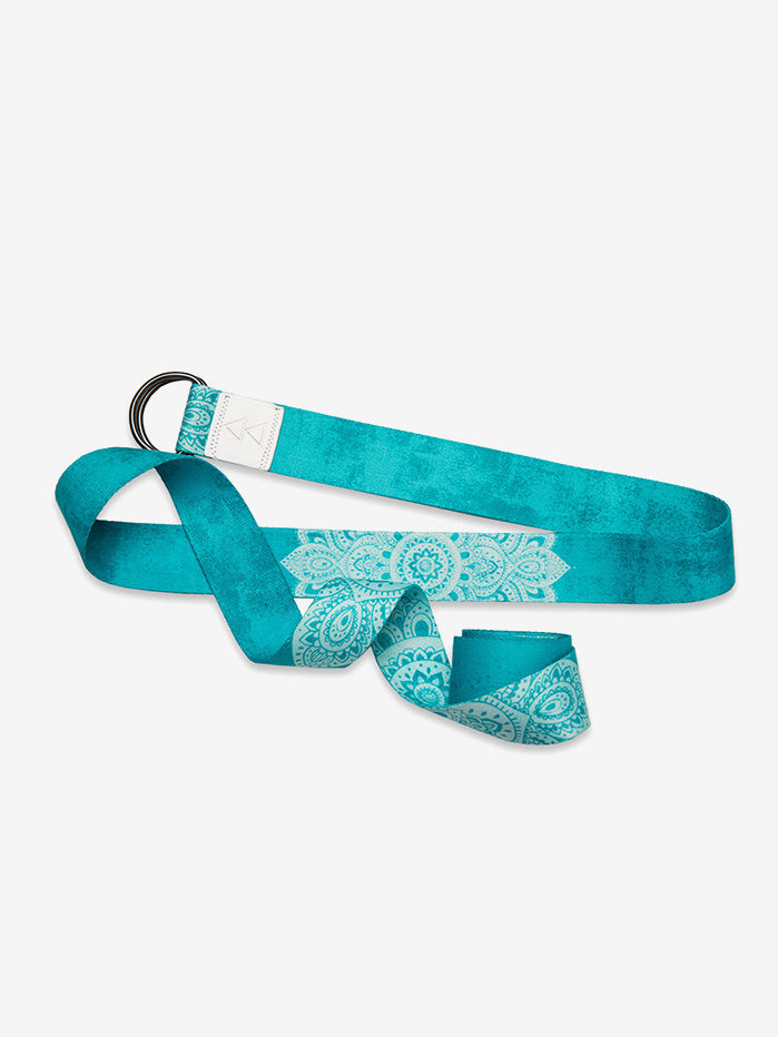 Yoga Design Lab Premium Yoga Strap with Mandala Pattern in Turquoise - Ideal for Yoga, Pilates, Stretching & Fitness Training