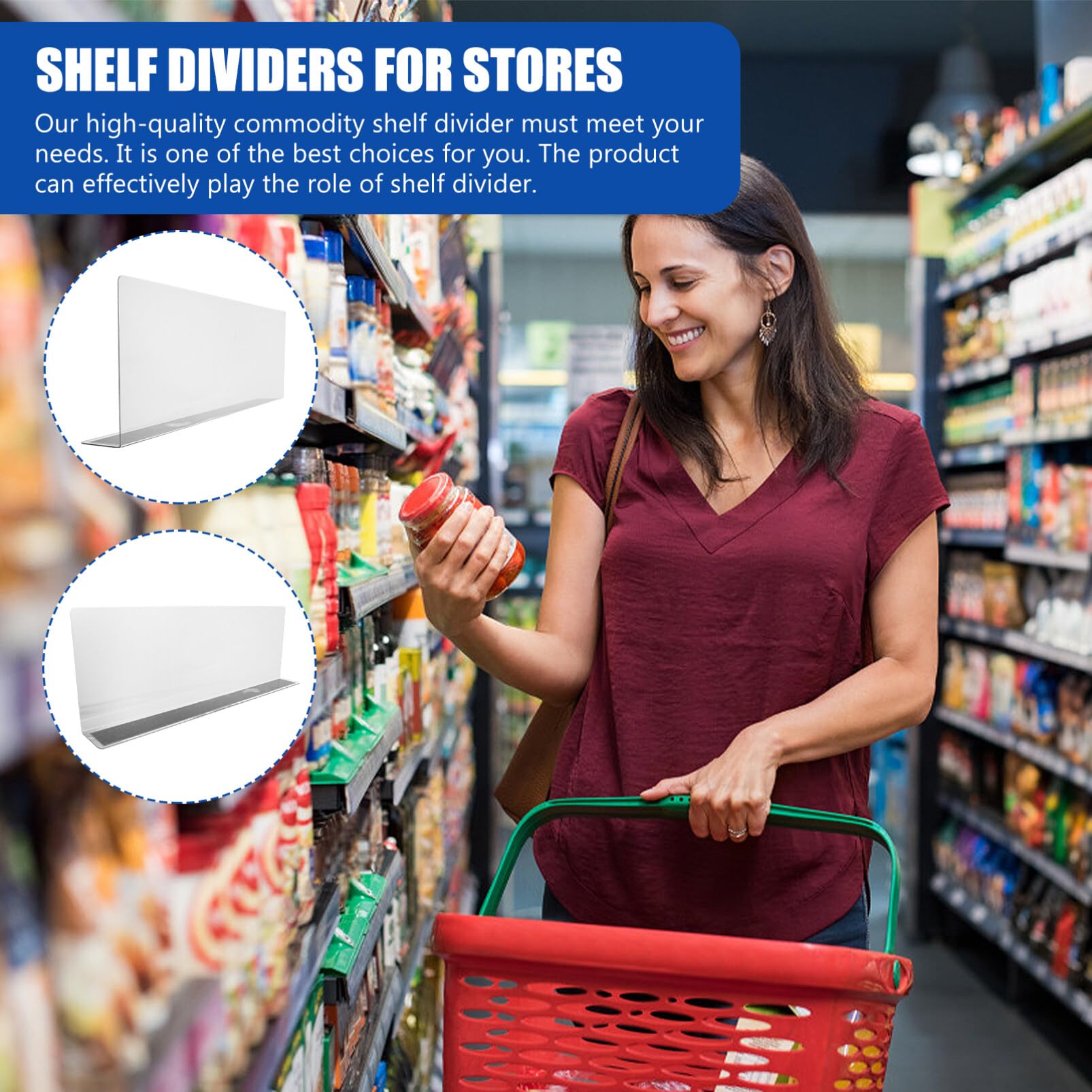 POPETPOP Clear Acrylic Shelf Organizer with Magnet - Supermarket & Closet Dividers for Storage Organization - Perfect for Store, Home, Kitchen & Pantry Organization