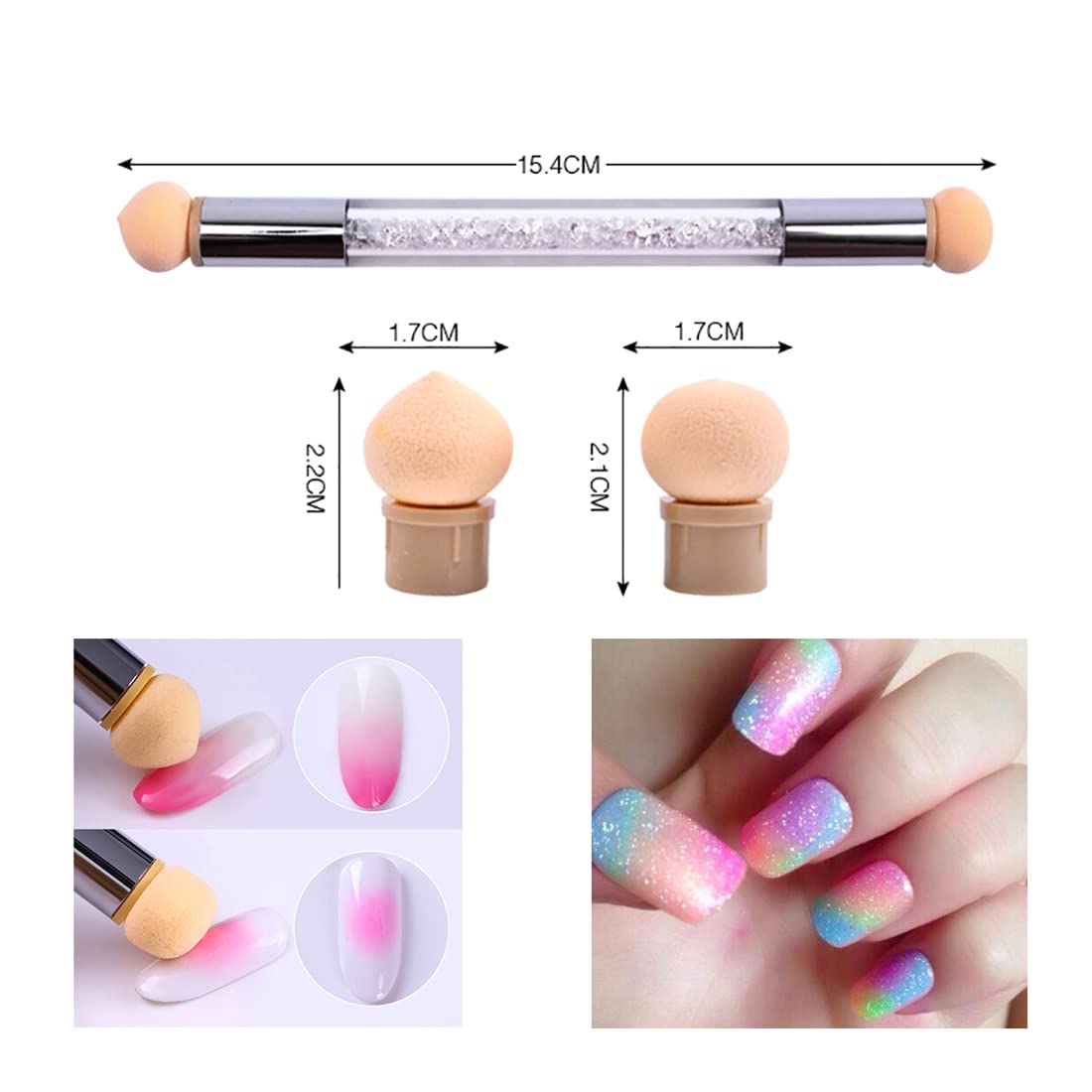 5pcs Ombre Nail Brush Set for Gradient & French Tips - Nail Art Tools with Sponge Heads