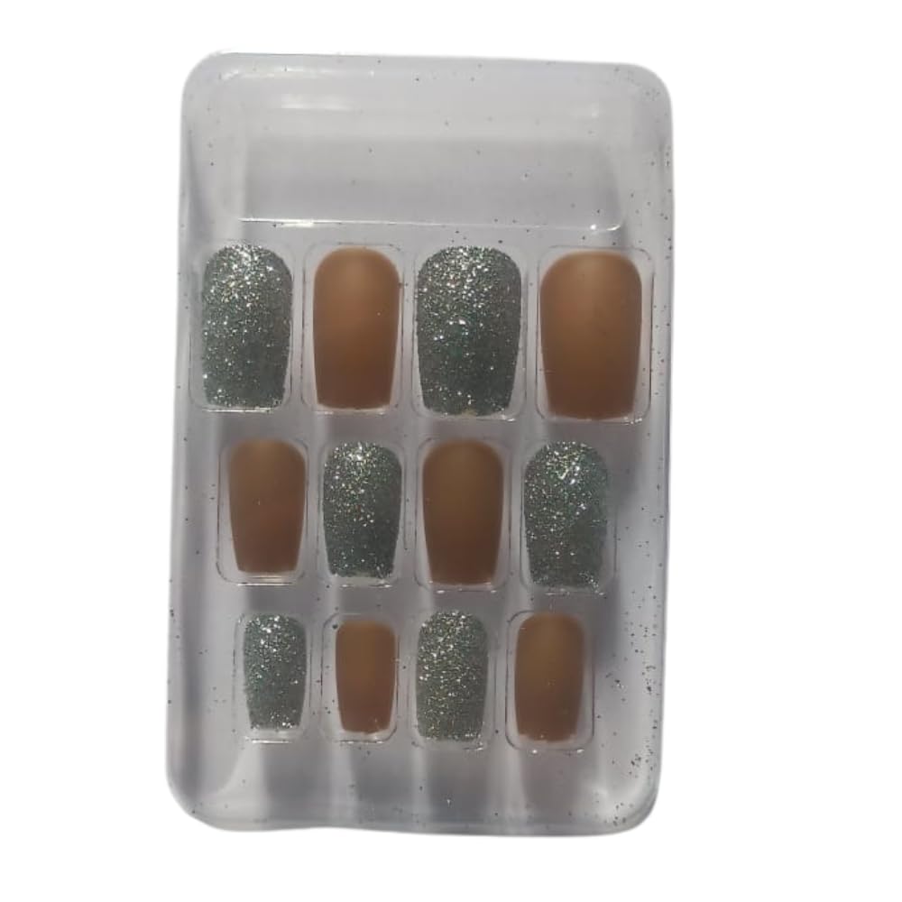 Premium False Nails Set - 12PCS High Quality Nail Art Kit with Stickers for Fashionable Manicure | Salon-Grade Fake Nails | Perfect for Parties, Weddings & Daily Wear
