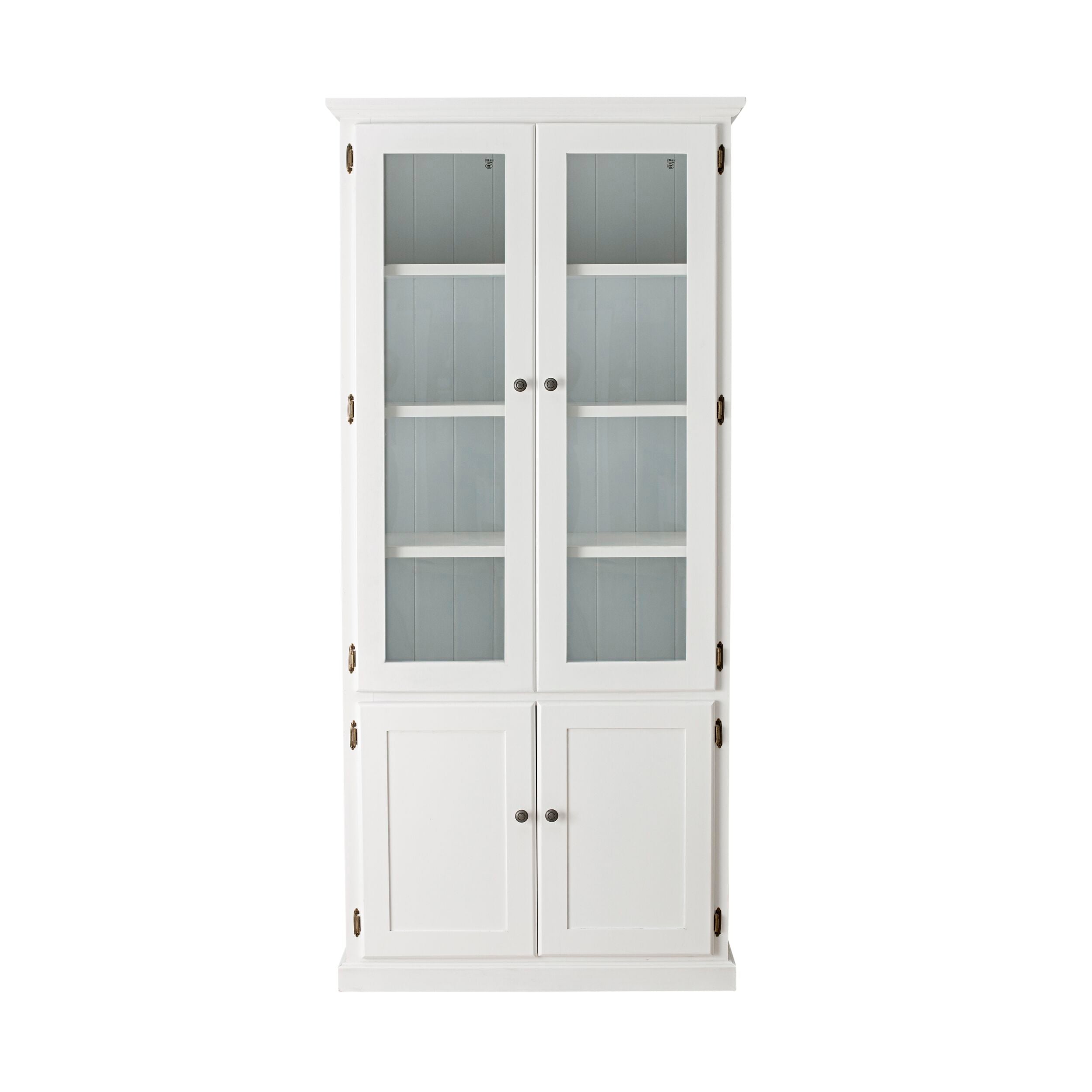 Armand 4 Door Glass Display Cabinet 94.6 x 206cm White - Perfect for Living Room, Dining Room & Office Storage & Display
