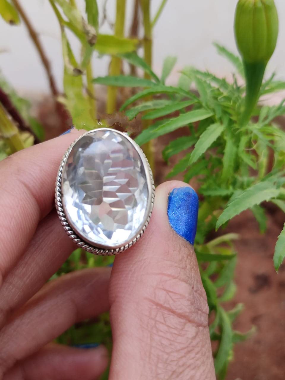 925 Sterling Silver Crystal Quartz Gemstone Ring - Handcrafted Boho Statement Ring for Women | Clear Quartz Engagement & Anniversary Jewelry Gift | Perfect for Casual Wear, Boho Chic Outfits & Special Occasions