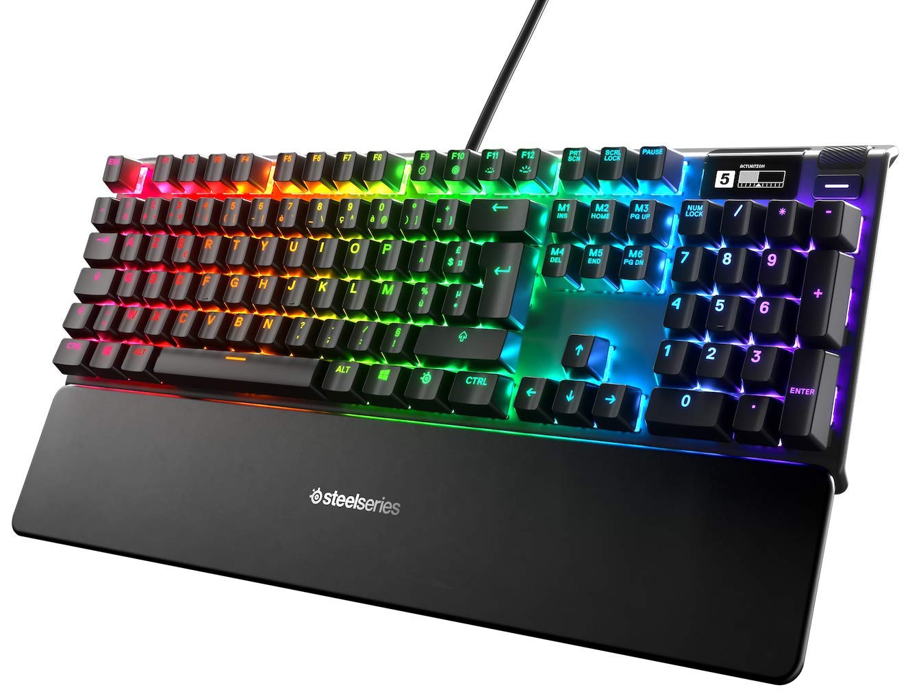 SteelSeries Apex 7 Mechanical Gaming Keyboard with OLED Smart Display - Red Switches for Fast Response - French AZERTY Layout - Perfect for PC Gaming, Esports & Office Work
