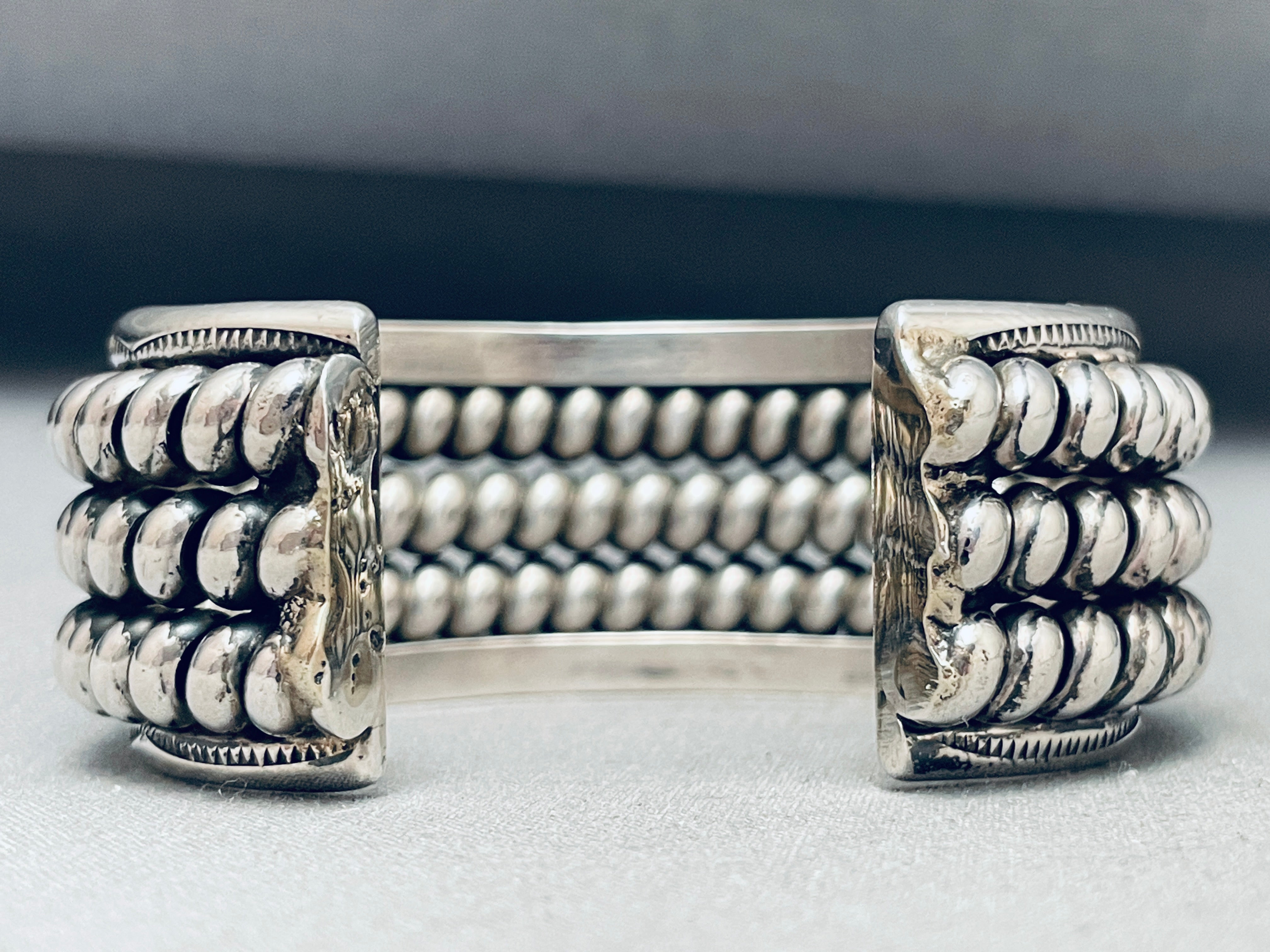 100 Grams Vintage Native American Navajo Rope Sterling Silver Bracelet - Handmade Tribal Jewelry for Women, Boho Chic Accessory for Casual Wear & Special Occasions