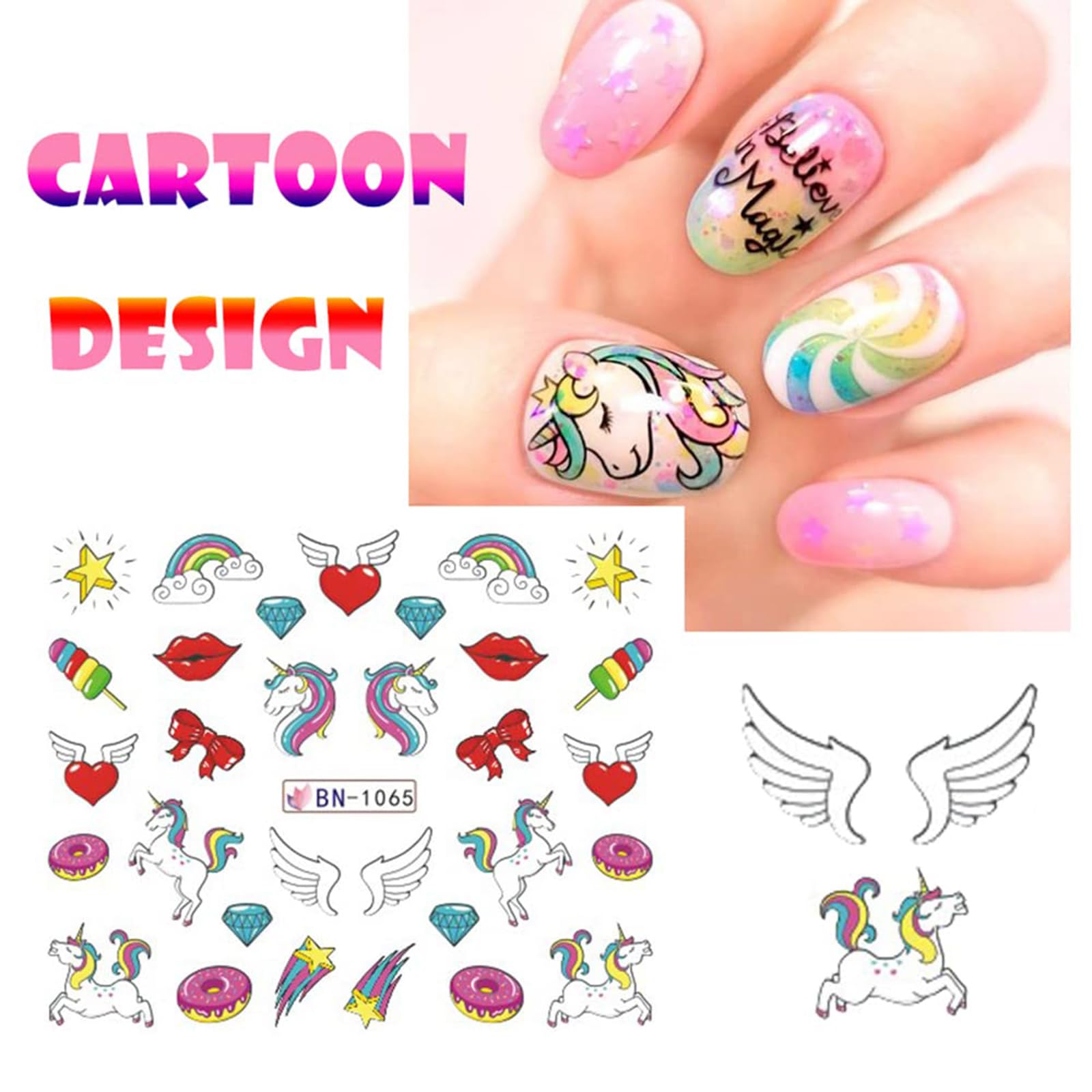 Unicorn Nail Stickers - 12 Sheets for Women & Girls | Water Transfer Nail Art Decor for Parties & Gifts