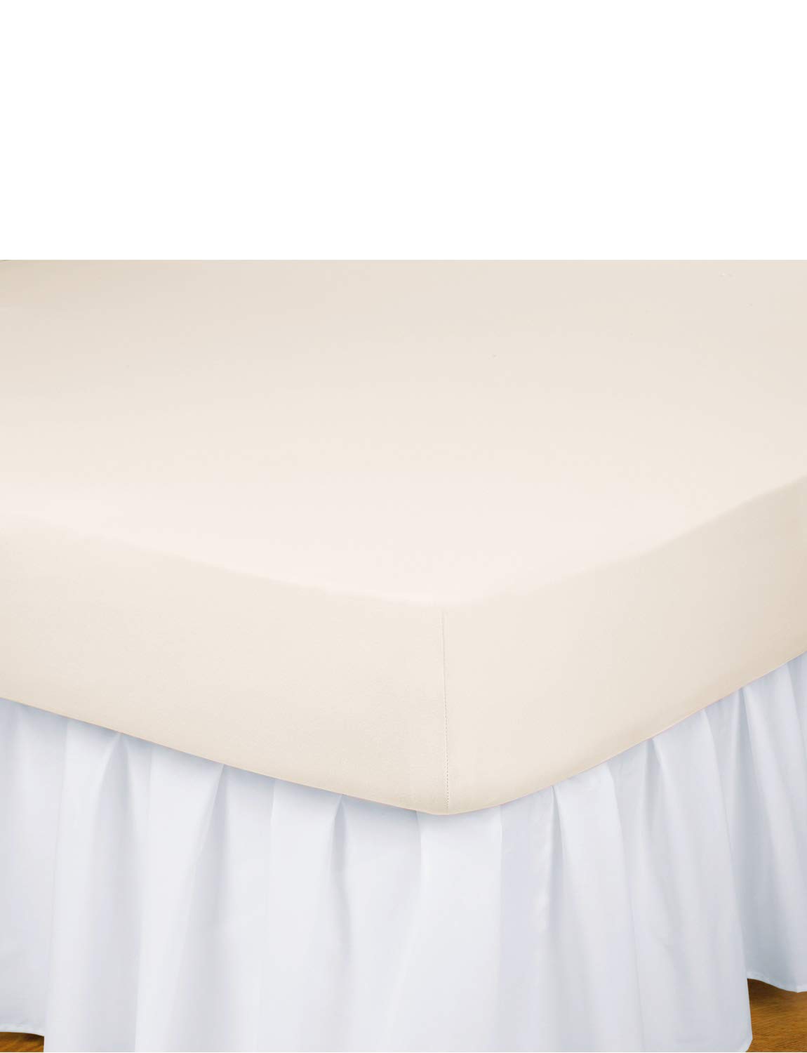 Premium Soft Cotton Jersey Non-Iron Fitted Sheet - Cream Color - Queen Size - Wrinkle Resistant Bedding for Comfortable Sleep & Easy Care - Perfect for Master Bedroom, Guest Room & Vacation Homes