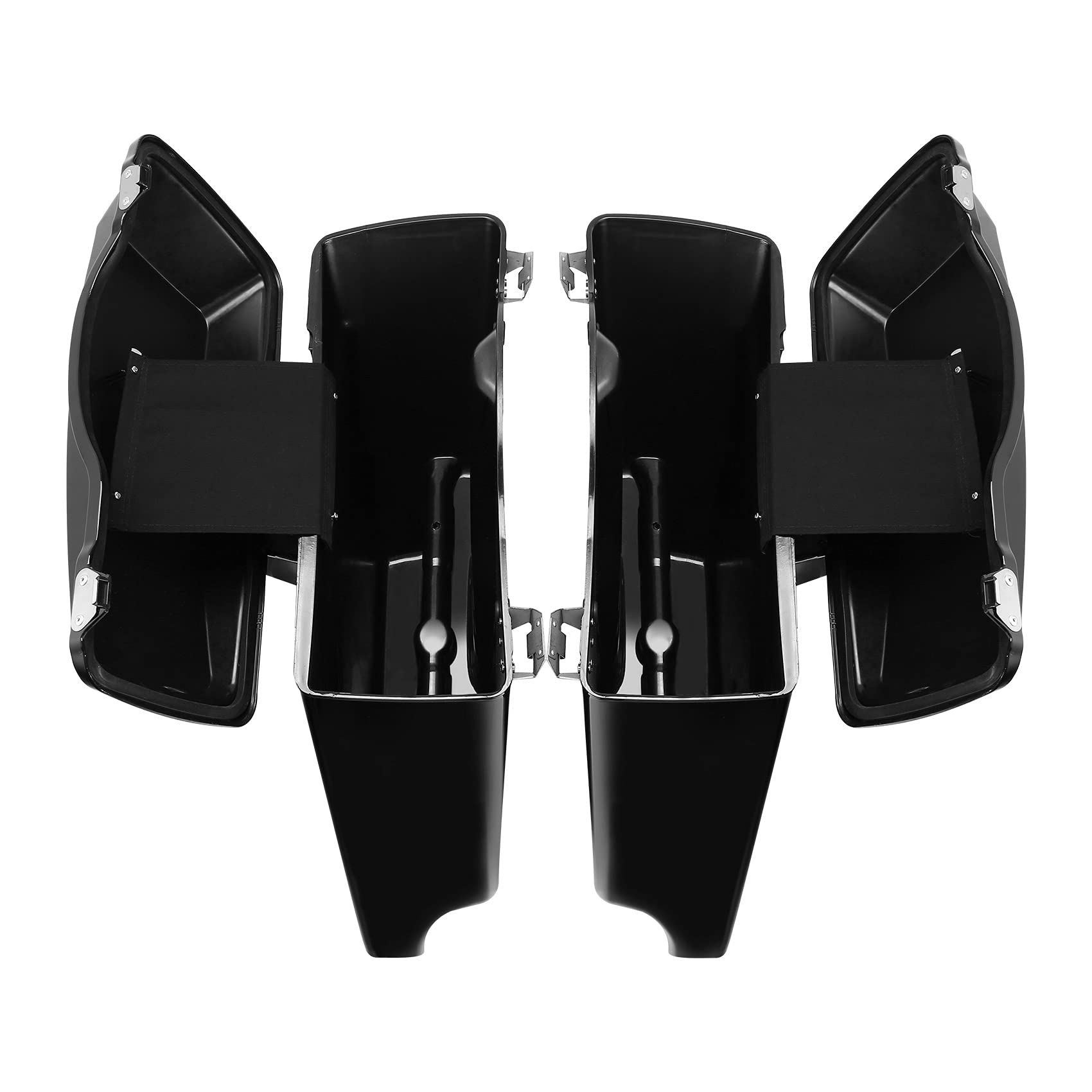 XFMT 5 Inch Vivid Black Stretchable Saddlebags with Lockable Lids & Keys - Compatible with Harley Touring FLH/FLT Electra Glide, Road King, Ultra Street (1993-2013 Models) - Perfect for Motorcycle Storage & Long-Distance Travel Accessories