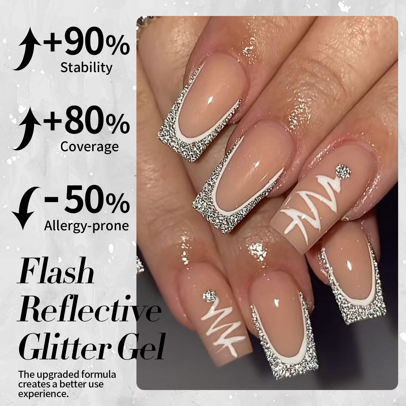 15ml Silver Flash Reflective Glitter Gel Nail Polish - Long Lasting UV/LED Cured Manicure for Parties & Special Occasions