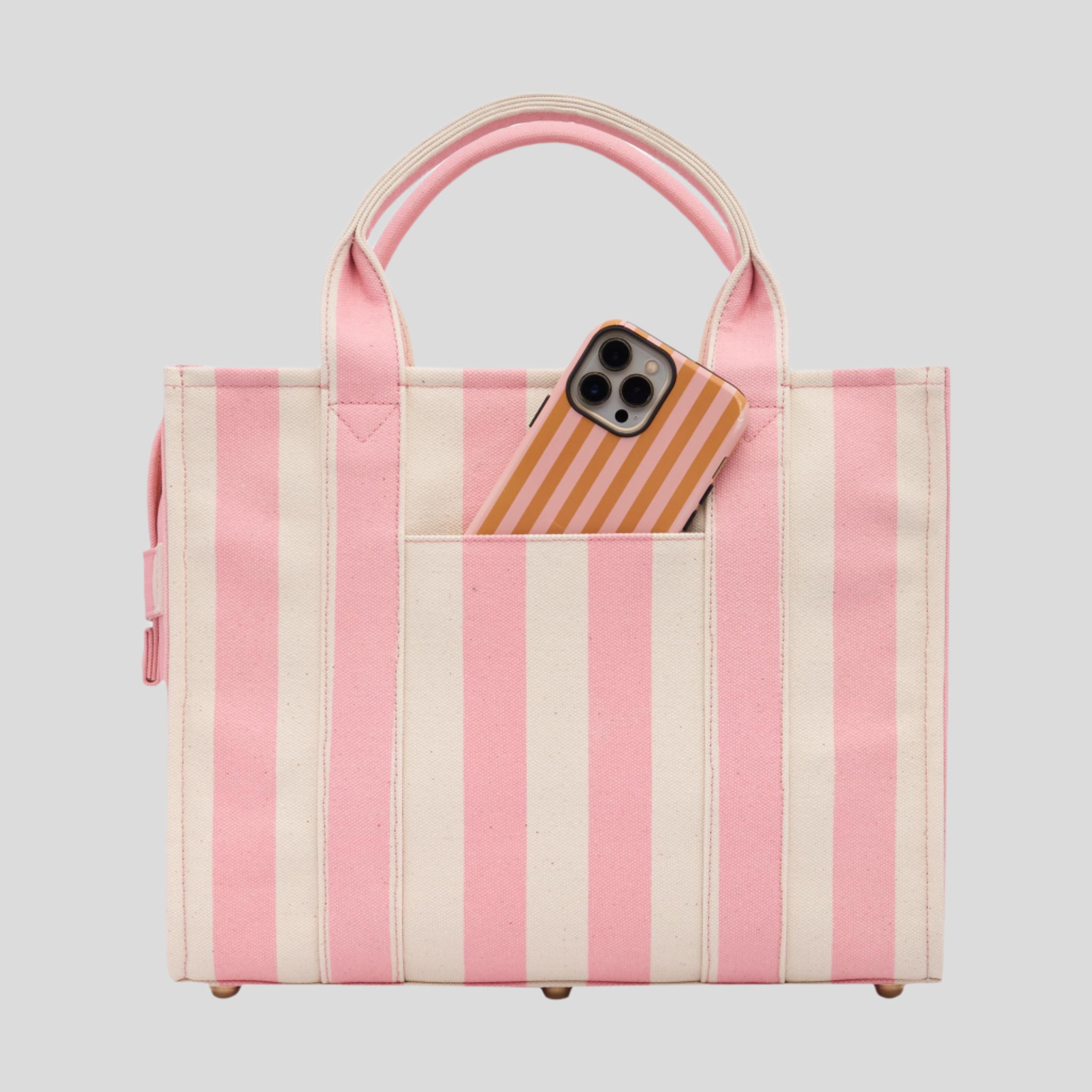 Stylish Small Bon Vivant Structured Tote Bag in Blush Stripe - Perfect for Work, Travel, and Everyday Use