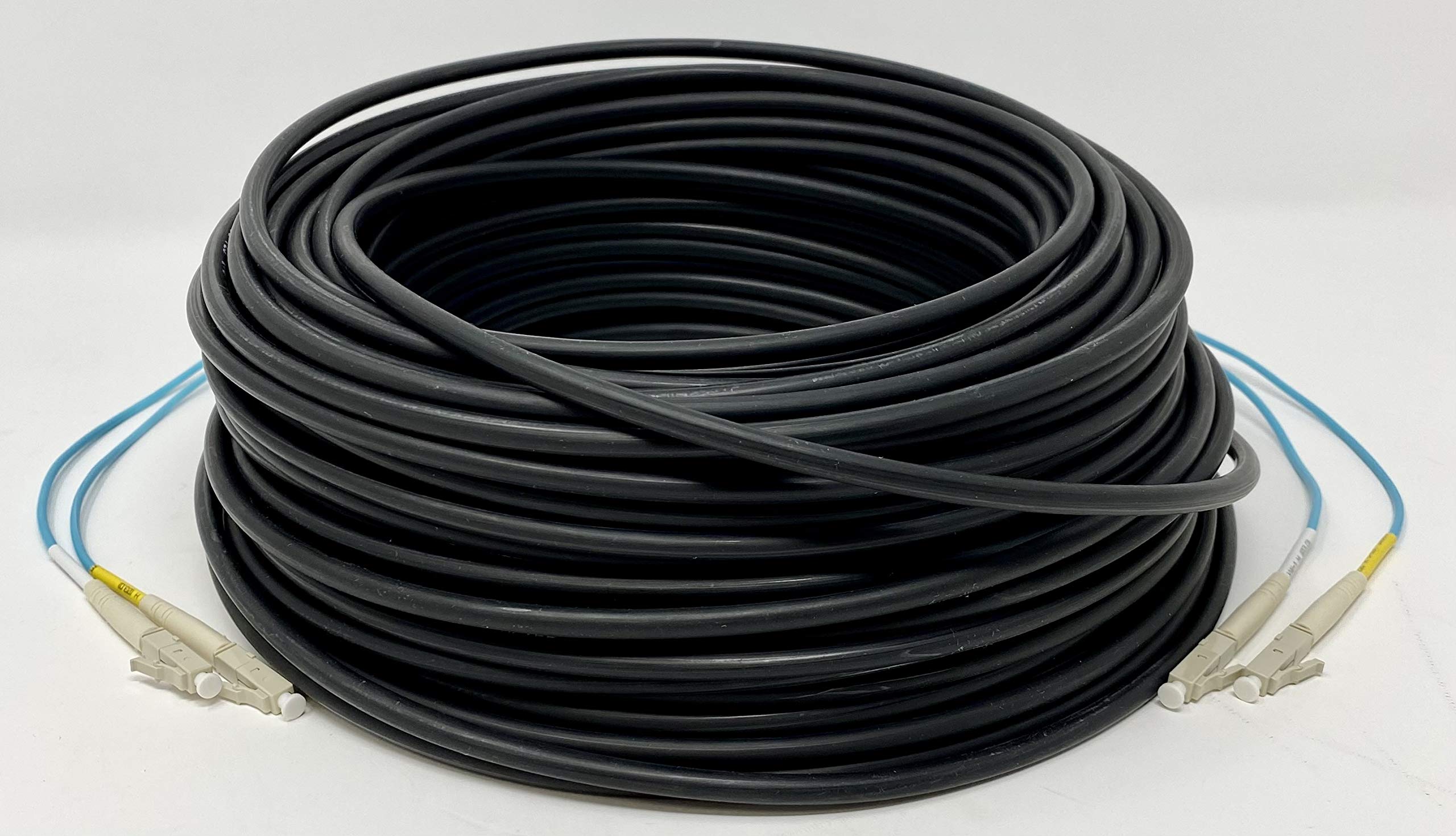 RiteAV Direct Burial Outdoor LC-LC Duplex 2-Strand OM3 Multimode Fiber Optic Cable (50/125, 10M/32ft) - High-Speed Data Transmission for Outdoor Networking, Security Systems & Telecom Installations