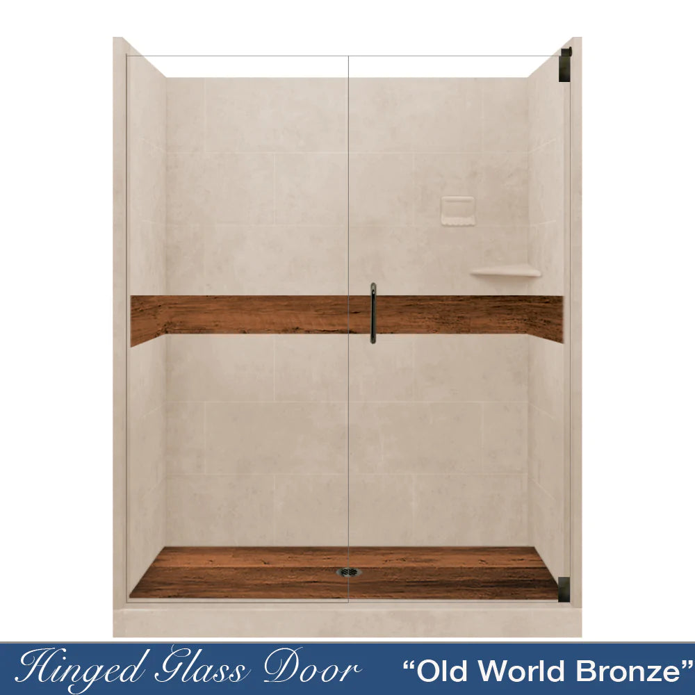 Lifeproof Burnt Oak Brown Sugar 60-Inch Alcove Stone Shower Enclosure Kit - Waterproof Bathroom Upgrade for Modern Homes