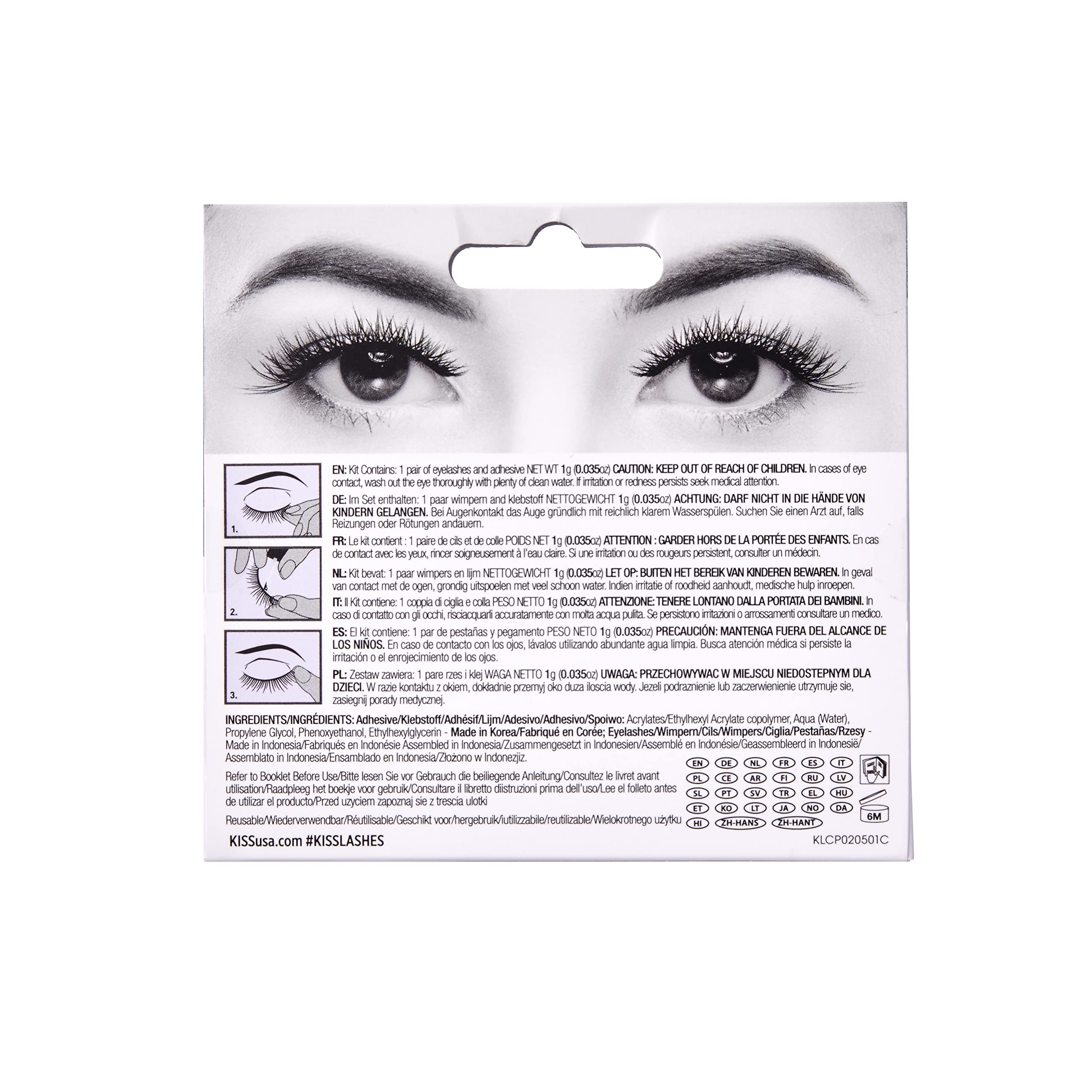 KISS Lash Couture Triple Push Up False Eyelashes - 3D Volume Reusable Lashes with Lash Glue, Cruelty-Free & Bustier Style | Perfect for Night Out, Wedding, and Special Occasion Makeup