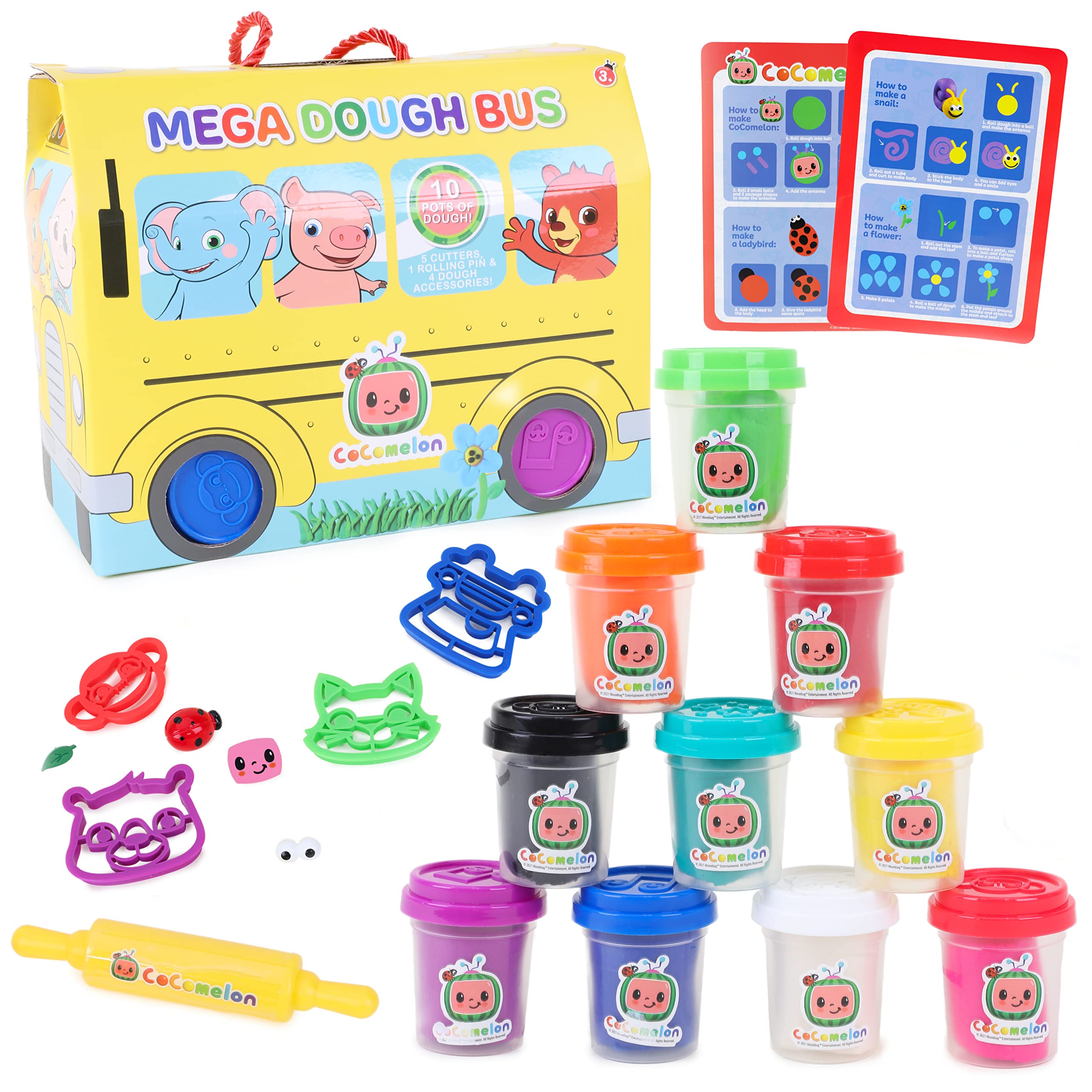 **Cocomelon Mega Dough Bus Set – 10 Colors Play Dough Kit for Kids, Fun & Creative Learning Toy – Perfect for Birthday Gifts & Preschool Activities**