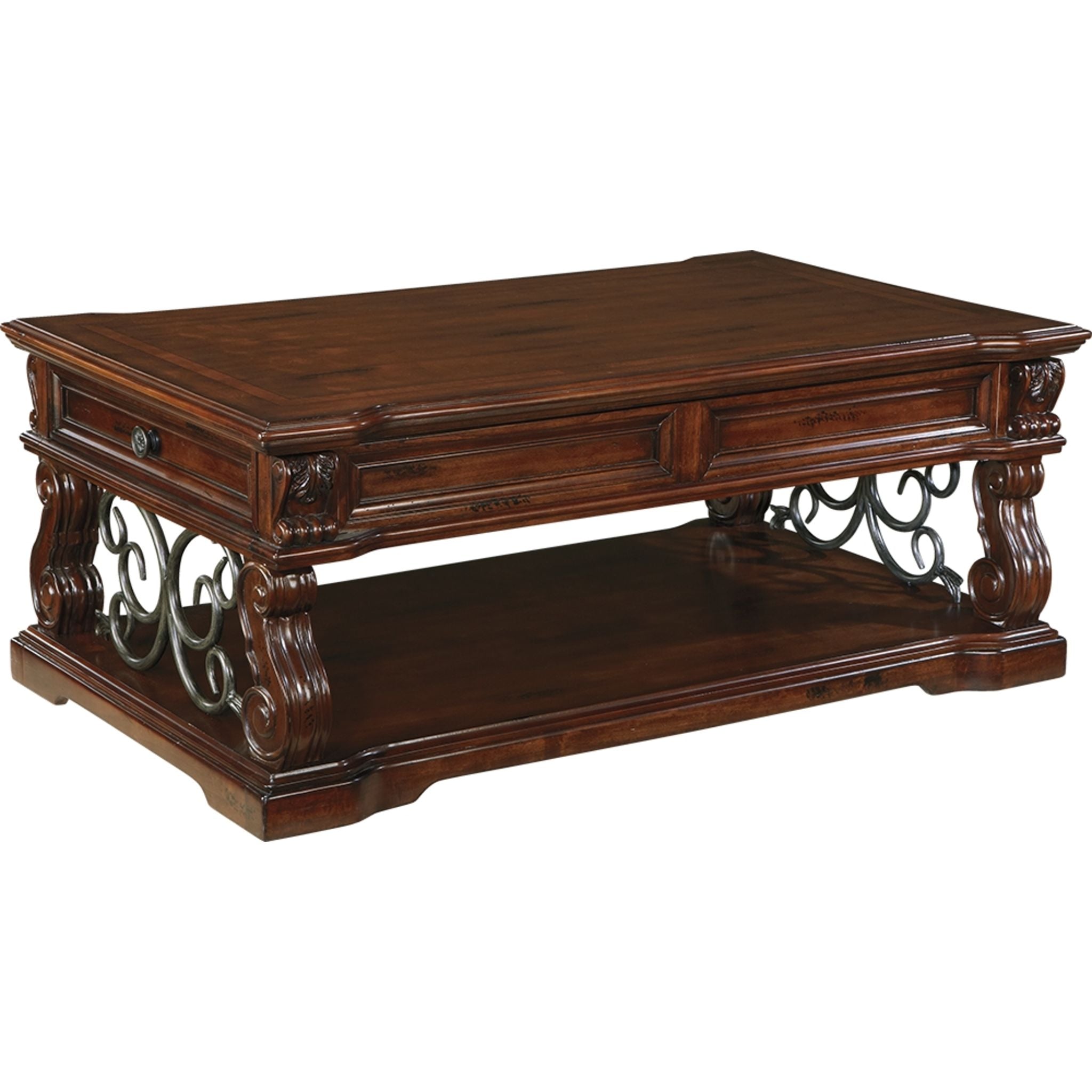 Alymere Rustic Brown Coffee Table - Farmhouse Style Living Room Furniture for Home Decor