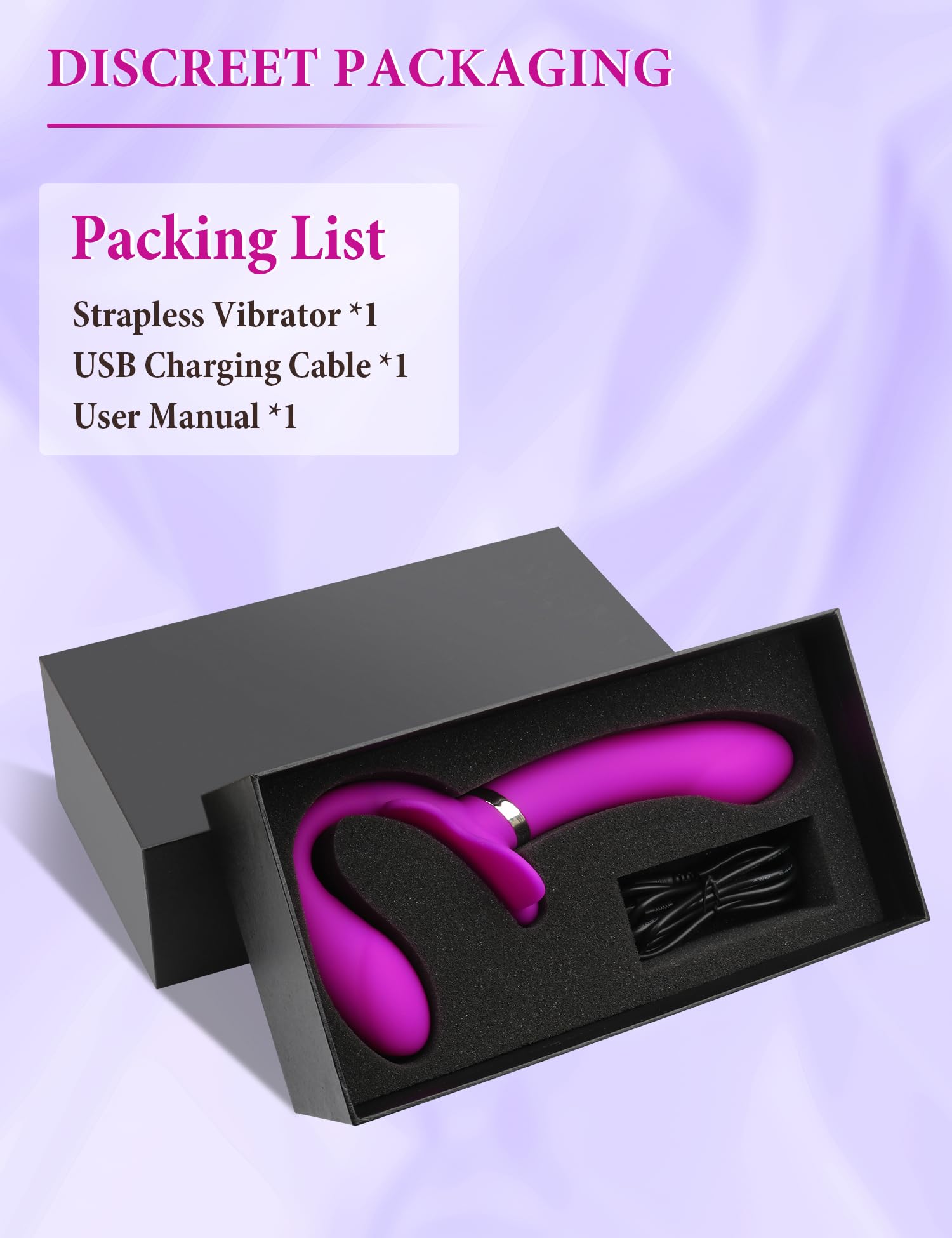 Strapless Strap-On Dildo with G-Spot Stimulation - 12 Vibration Modes Double Ended Vibrator for Women & Couples - Lesbian Sex Toy with Clitoral Stimulator for Enhanced Intimacy & Couples Play