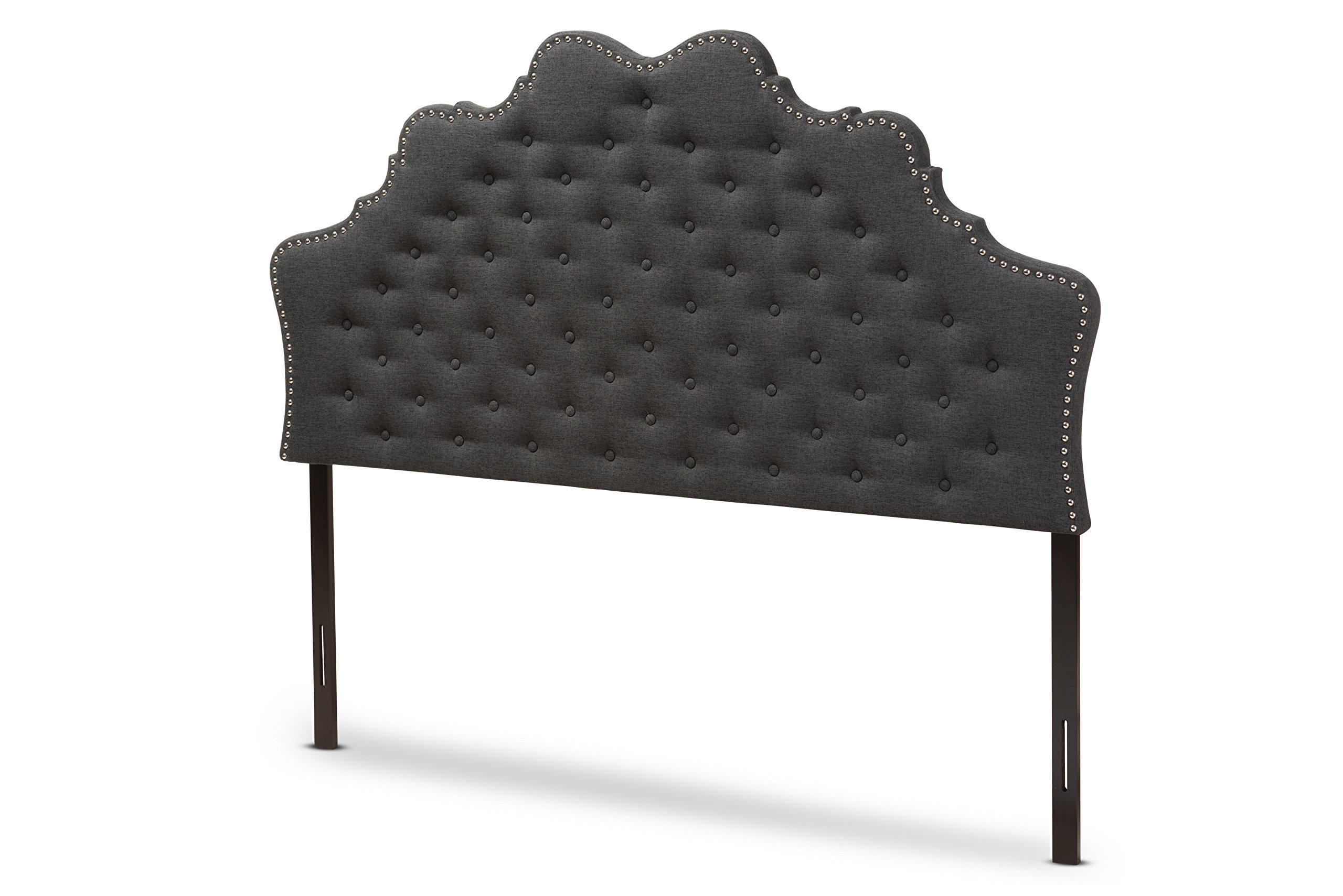 Baxton Studio Matilda Modern Fabric Queen Size Headboard - Dark Grey Upholstered Bed Frame Headboard for Master Bedroom, Guest Room & Home Decor