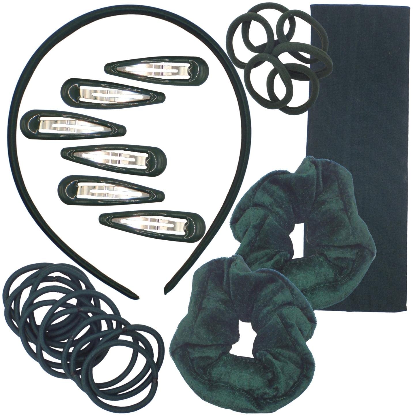 Topkids 28-Piece Bottle Green School Hair Accessories Gift Set - Hair Clips, Headbands, Scrunchies for Girls | Perfect for School, Parties & Daily Use
