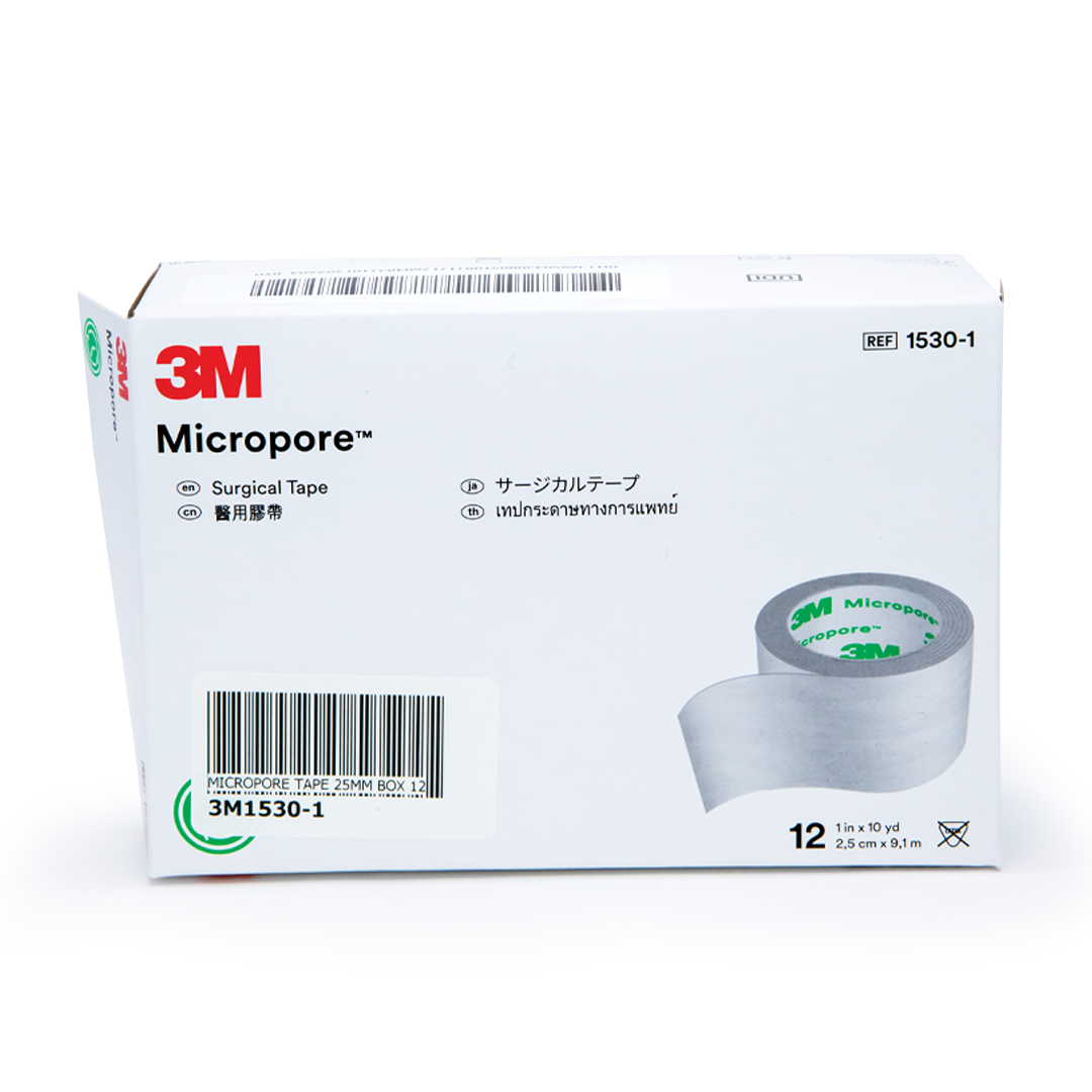 Micropore Tape 25mm - Box of 12 Rolls - Breathable Medical Tape for Wound Care, First Aid, and Sports Injuries - Ideal for Hospitals, Clinics, and Home Use