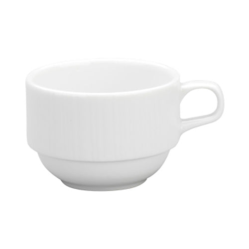 Alani 024412 Embossed Stacking Espresso Cups - Set of 24 (3.75 oz Each) - Durable Ceramic Coffee Cups for Home, Office & Cafes - Perfect for Espresso, Cappuccino & Tea