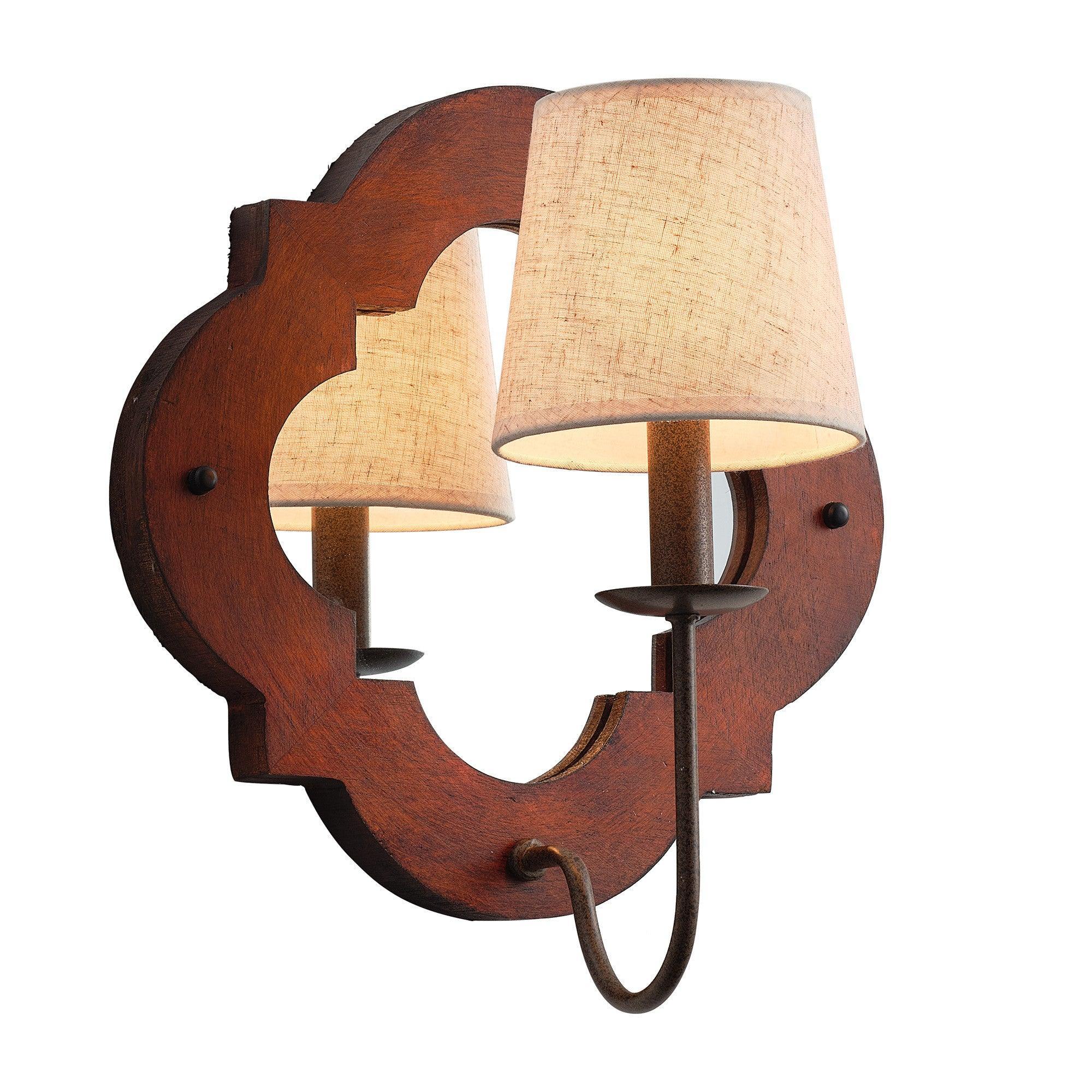 Rustic Iron Wood Wall Sconce Light - Farmhouse Style Candle Holder for Bedroom, Living Room, or Porch Decor