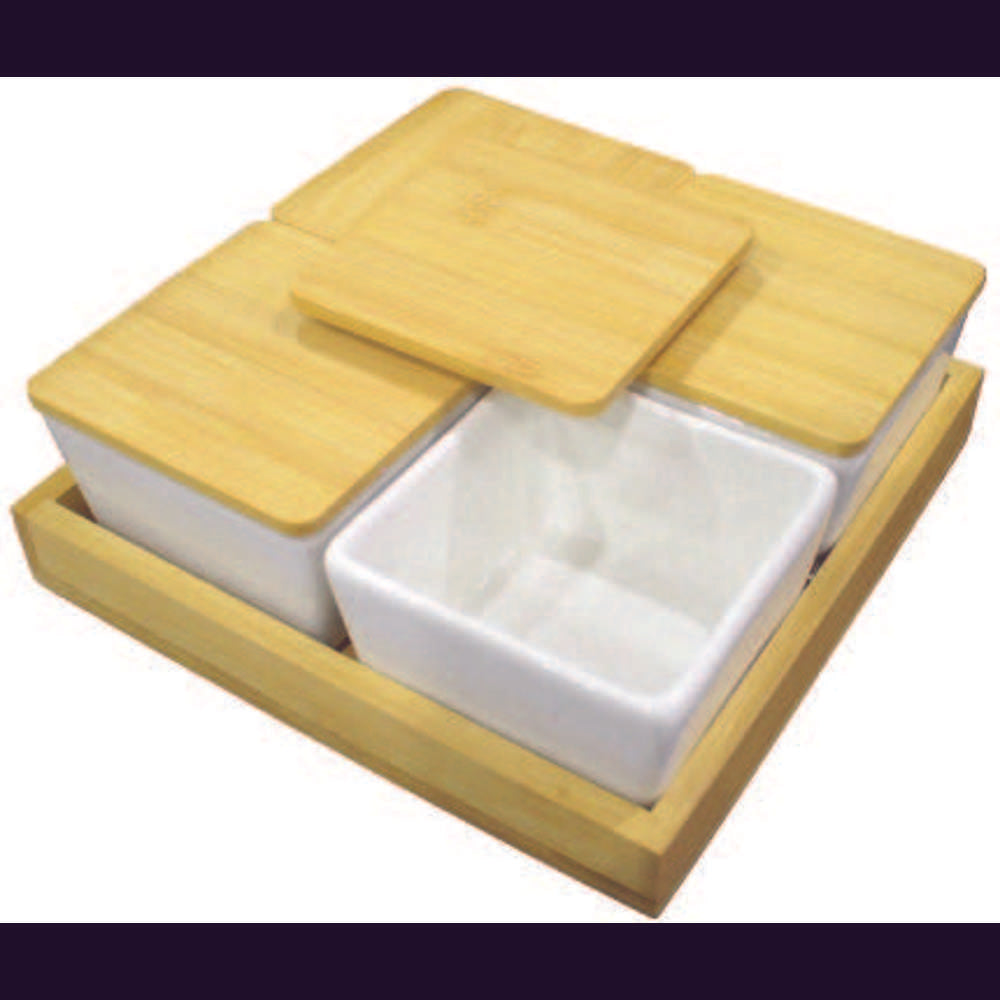 4-Piece Ceramic Square Dish Set with Lid & Base - Perfect for Baking, Serving & Food Storage | Microwave & Oven Safe
