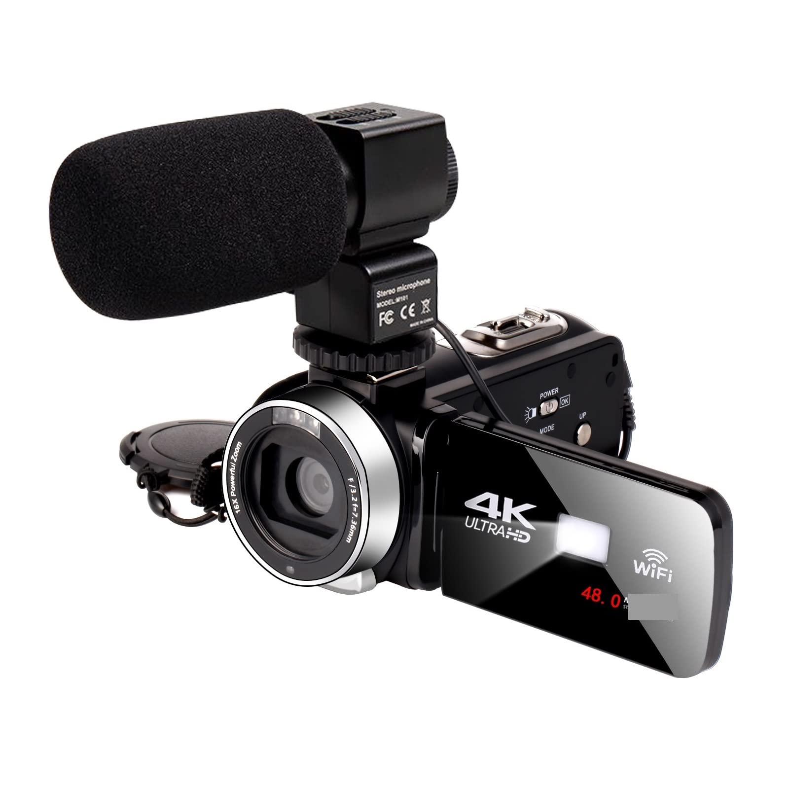 AUBEST 4K UHD Video Camera Camcorder with 18X Zoom, IR Night Vision & 32GB SD Card - Professional Live Streaming Webcam for YouTube, Vlogging, Outdoor Photography & Travel Videography