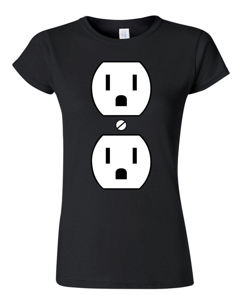 Funny Junior Plug Outlet Face Party Costume T-Shirt - Humorous Electrical Theme Tee for Kids' Costume Parties, Halloween & Funny Gifts