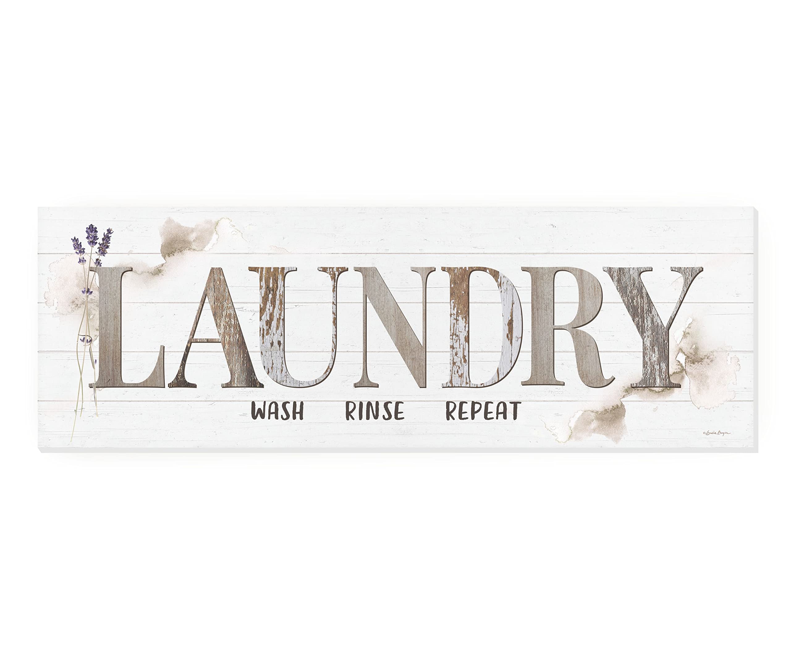 Laundry Wash Rinse Repeat Rustic Wood Wall Sign 10x30 - Farmhouse Home Decor for Laundry Room, Bathroom or Kitchen