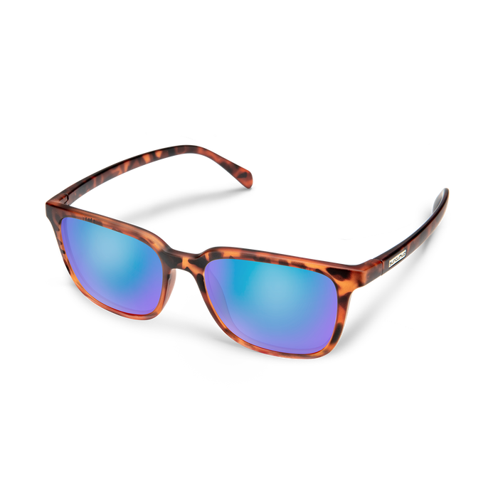 Boundary Matte Tortoise Polarized Blue Mirror Sunglasses - Stylish UV Protection for Outdoor Activities & Driving