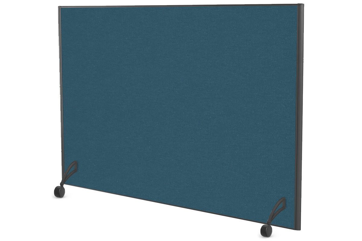 Freestanding Office Partition Screen - Black Fabric Panel with Sturdy Frame [1200H x 1400W] - Room Divider for Workspace Privacy & Open Office Layouts
