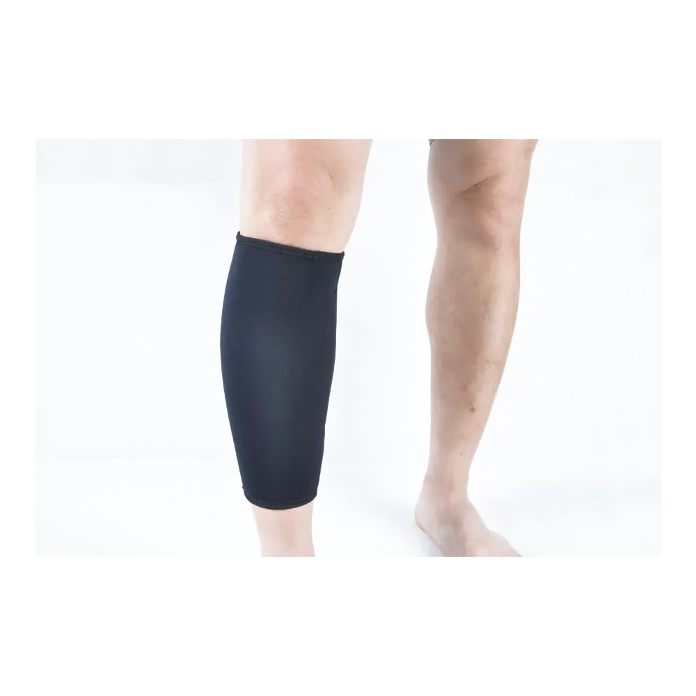 Elastic Leg Support Calf Protector & Shin Brace - Compression Guard Sleeve Wrap (Black) - Ideal for Running, Sports & Injury Recovery