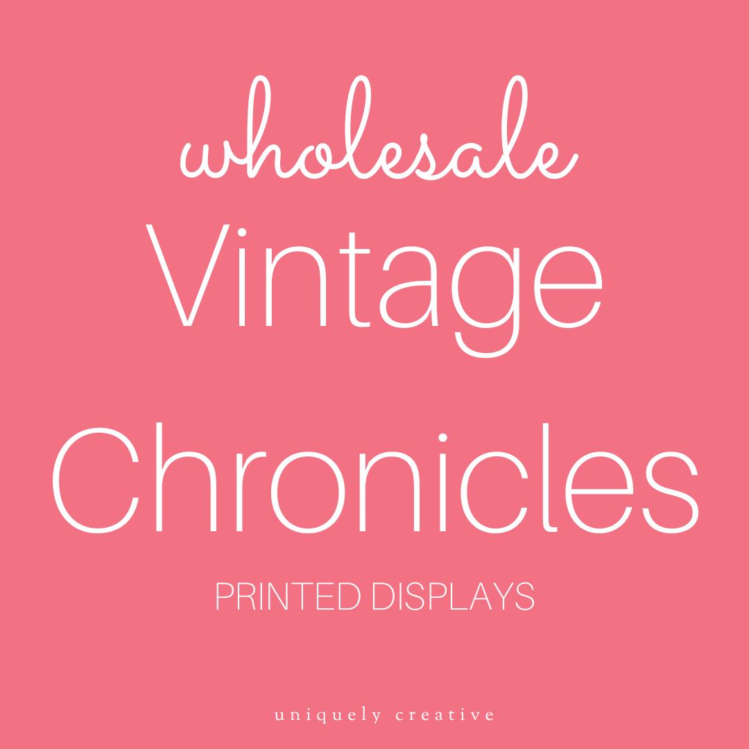 Vintage Chronicles Printed Displays - Bulk Wholesale for Retail Stores, Home Decor & Gift Shops | Perfect for Wall Art, Room Decor & Vintage Themed Events