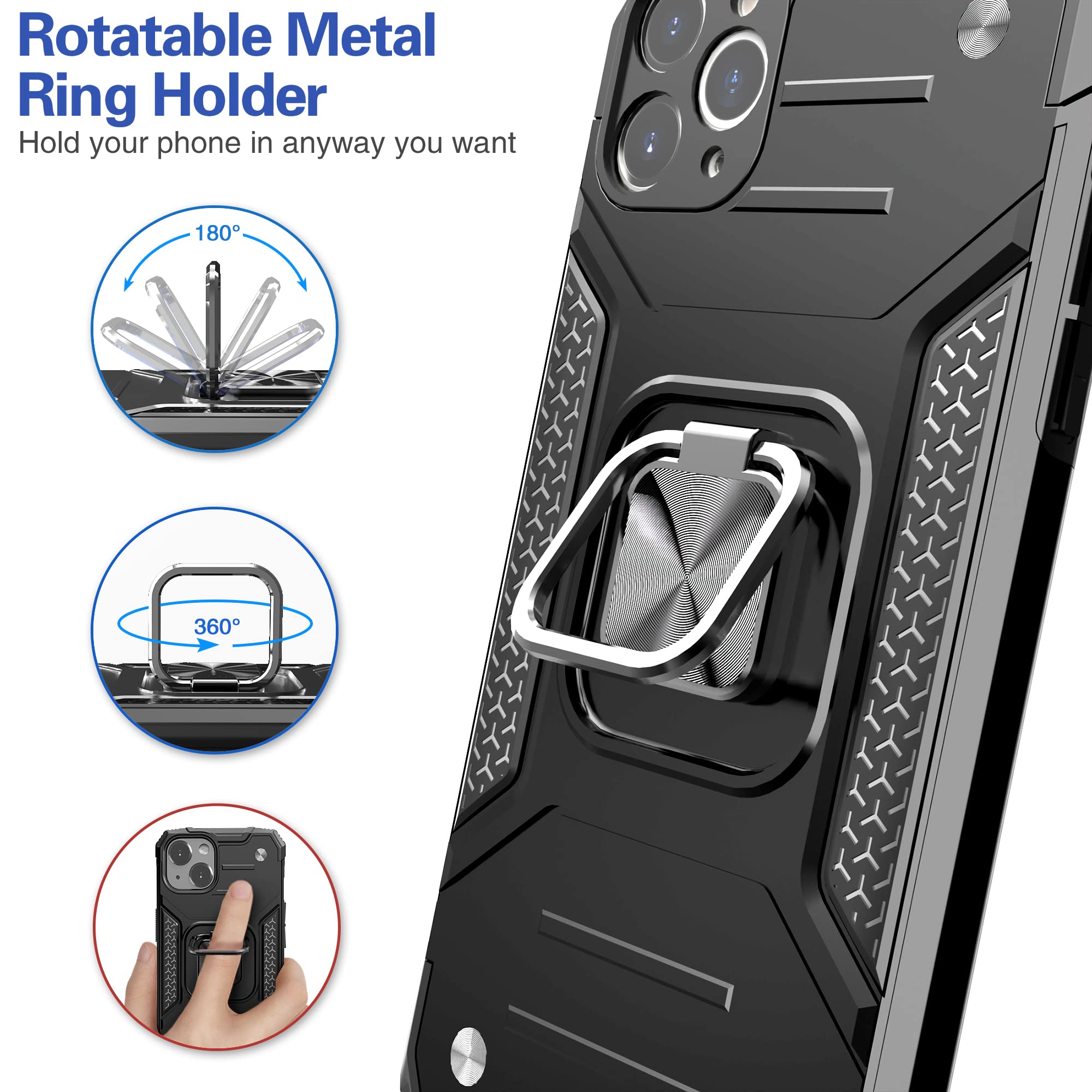 Premium Shockproof iPhone 11 Pro Max Case with Screen Protector - Heavy Duty Drop Tested Slim Protective Cover with Built-in Kickstand & Car Mount - Lightweight Durable Phone Case for iPhone 11 Pro Max (Black) - Perfect for Outdoor Activities, Travel & Daily Protection