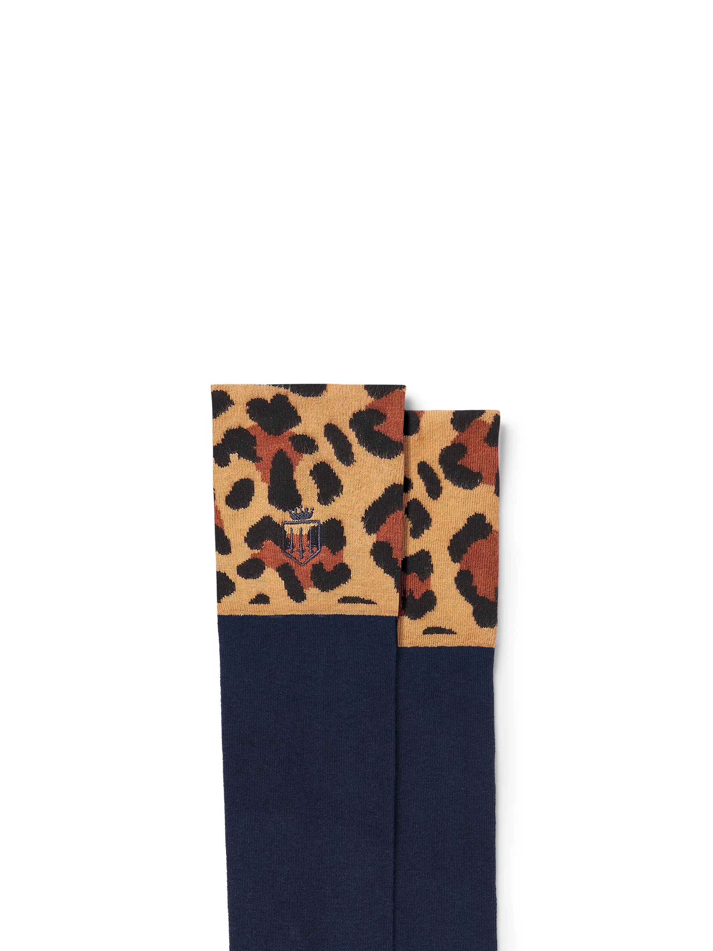 Signature Women's Knee High Socks - Navy & Leopard Print Fashion Socks for Winter, Fall & Boot Wear - Perfect for Office, Casual Outfits & Cold Weather